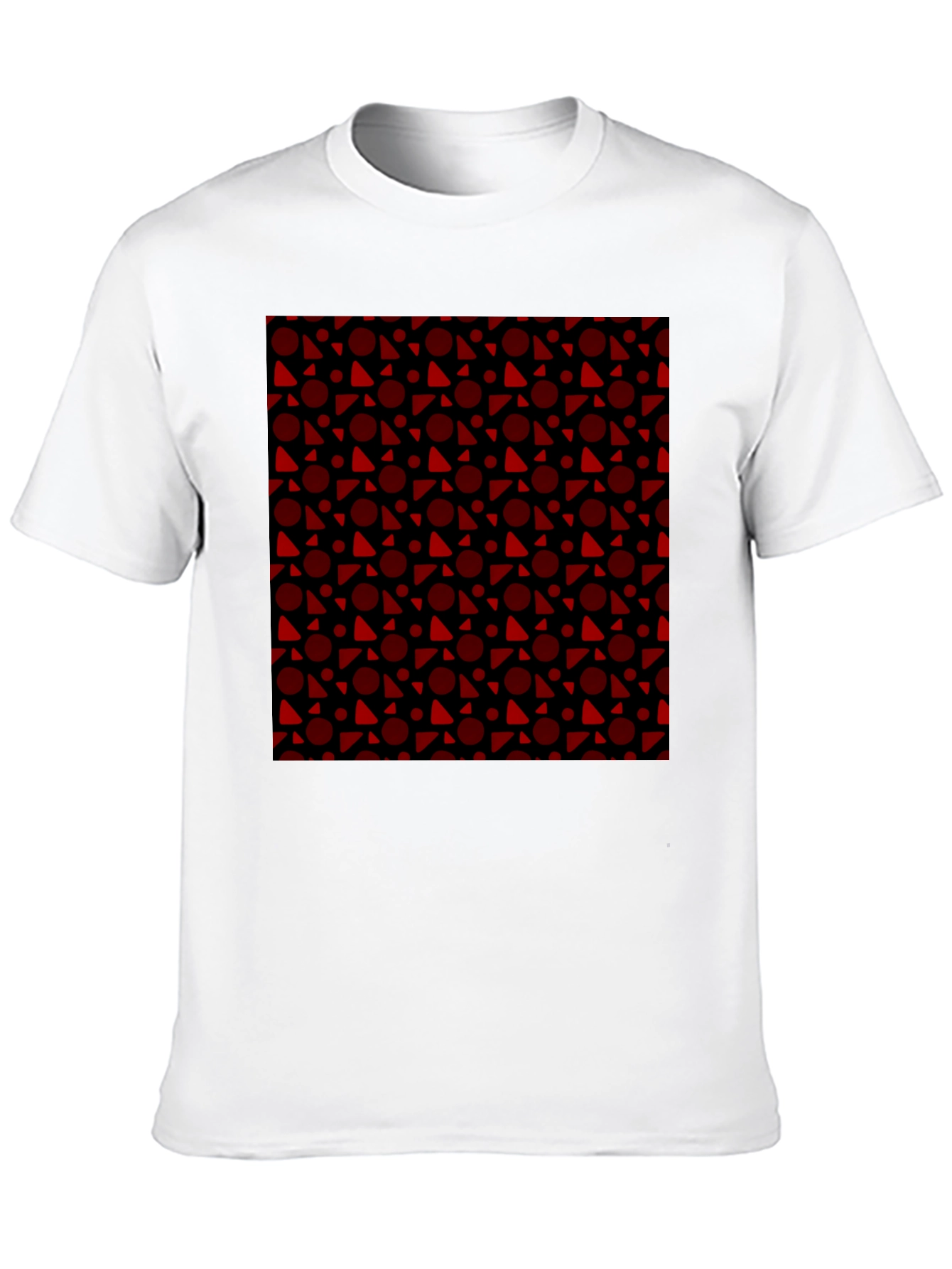 Black Tee with Red Geometric Pattern
