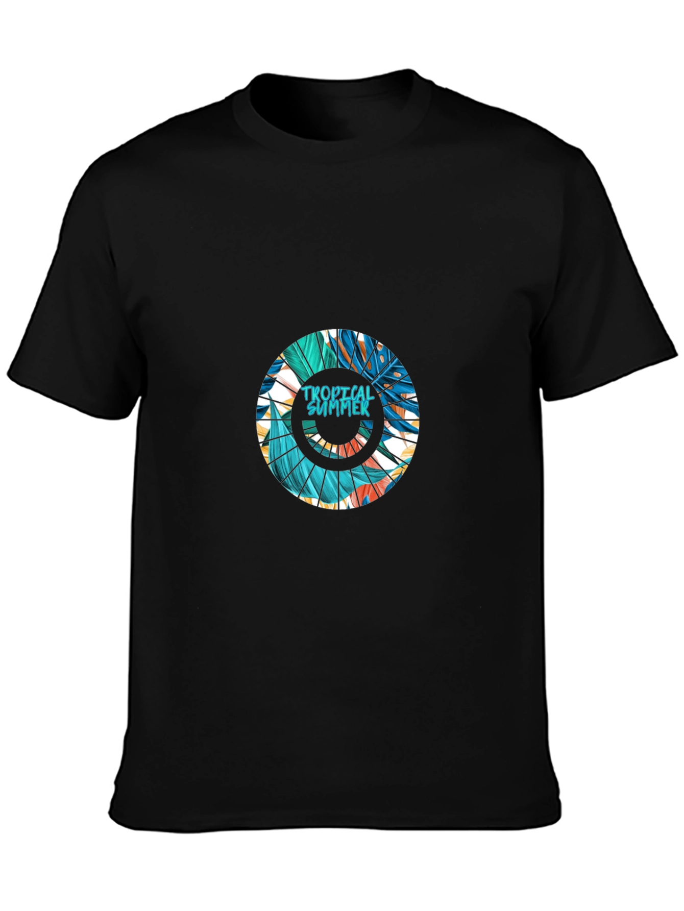 Tropical Summer Graphic Black T-Shirt