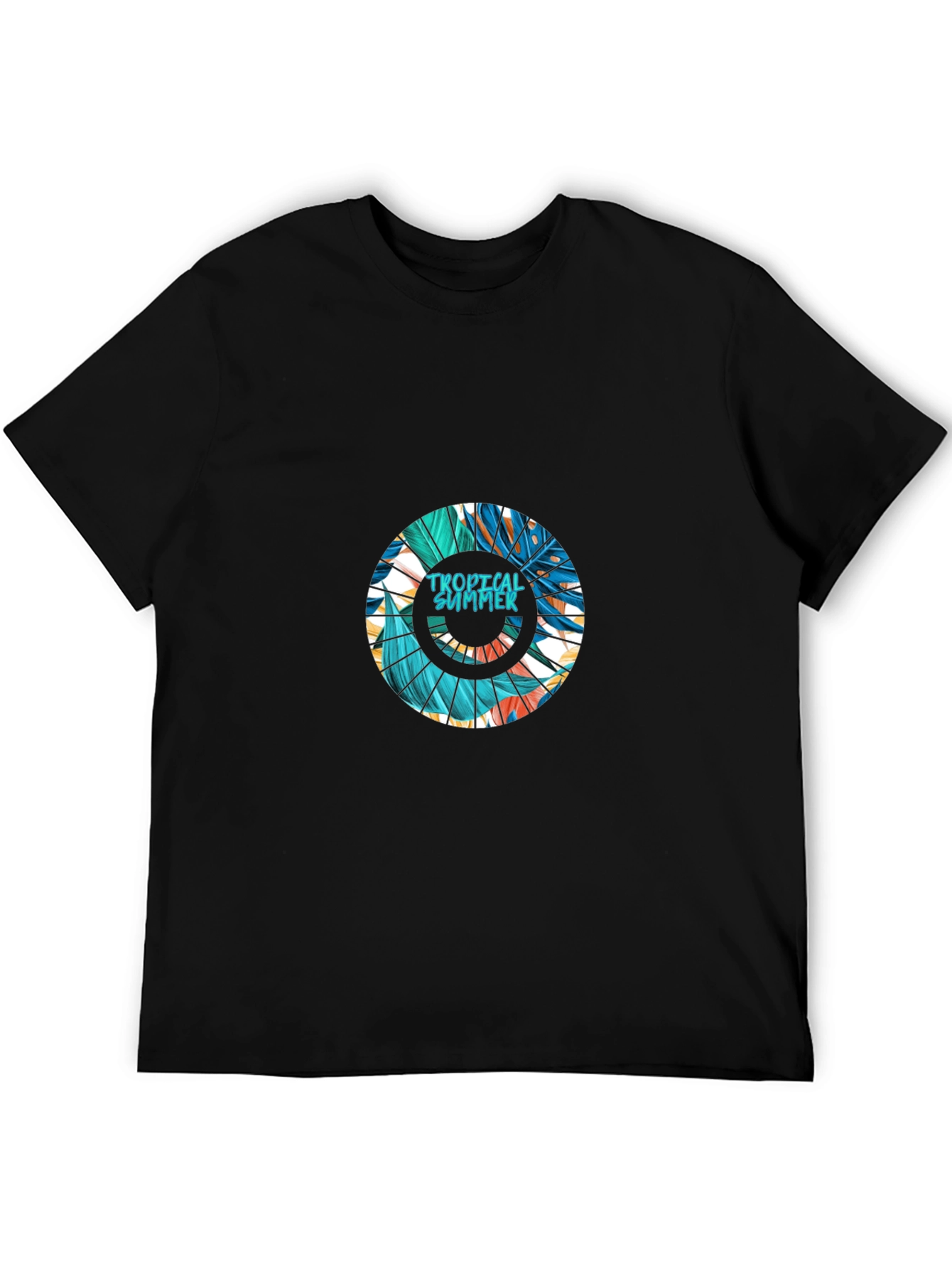 Tropical Summer Graphic Black T-Shirt