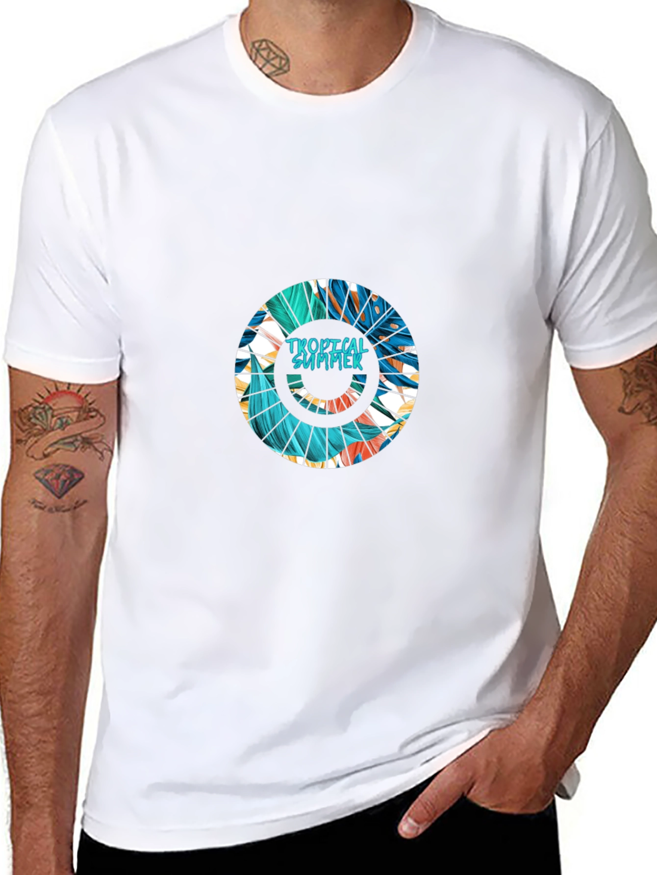 Tropical Summer Graphic Black T-Shirt