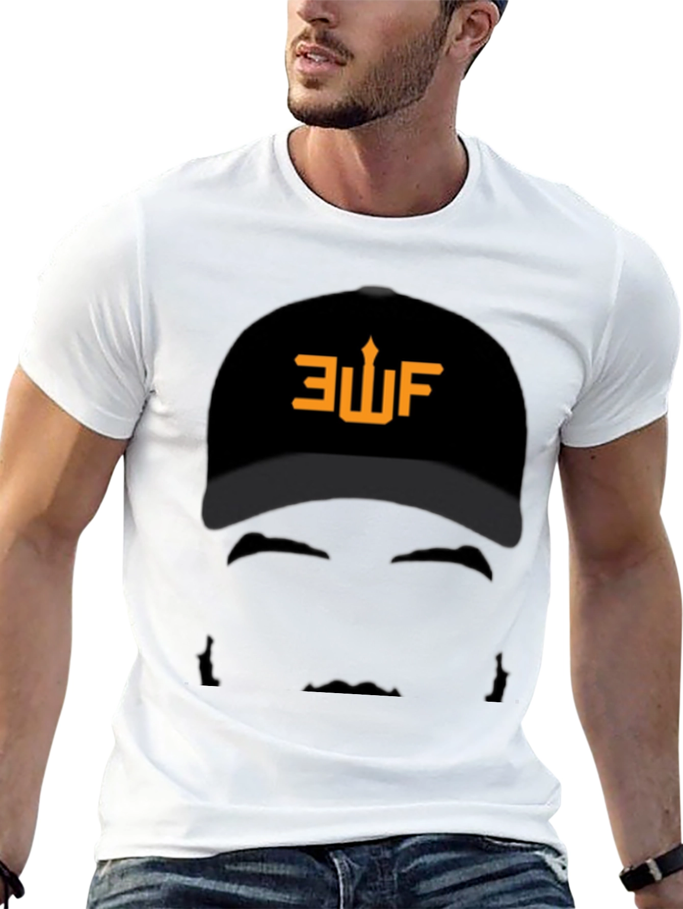 AUF Baseball Cap Graphic Black T-Shirt
