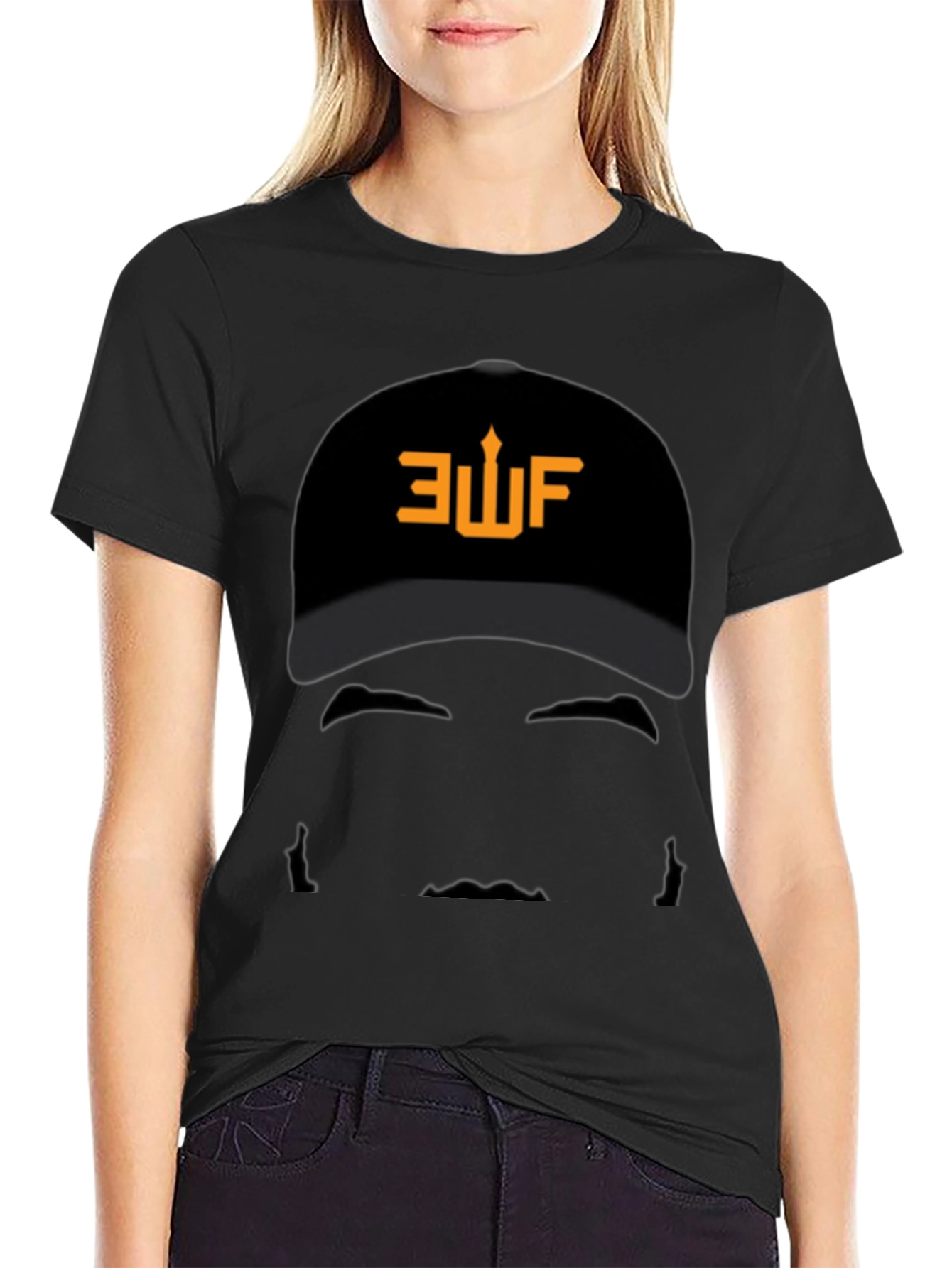 AUF Baseball Cap Graphic Black T-Shirt