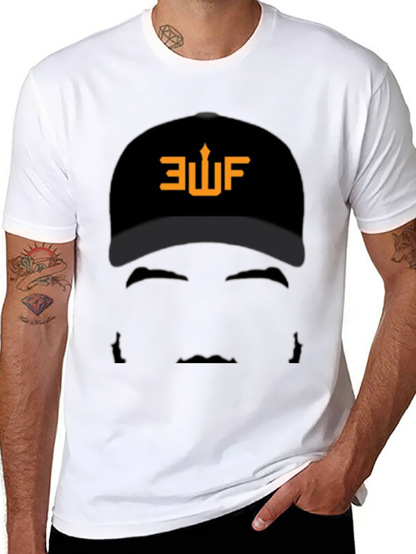 AUF Baseball Cap Graphic Black T-Shirt