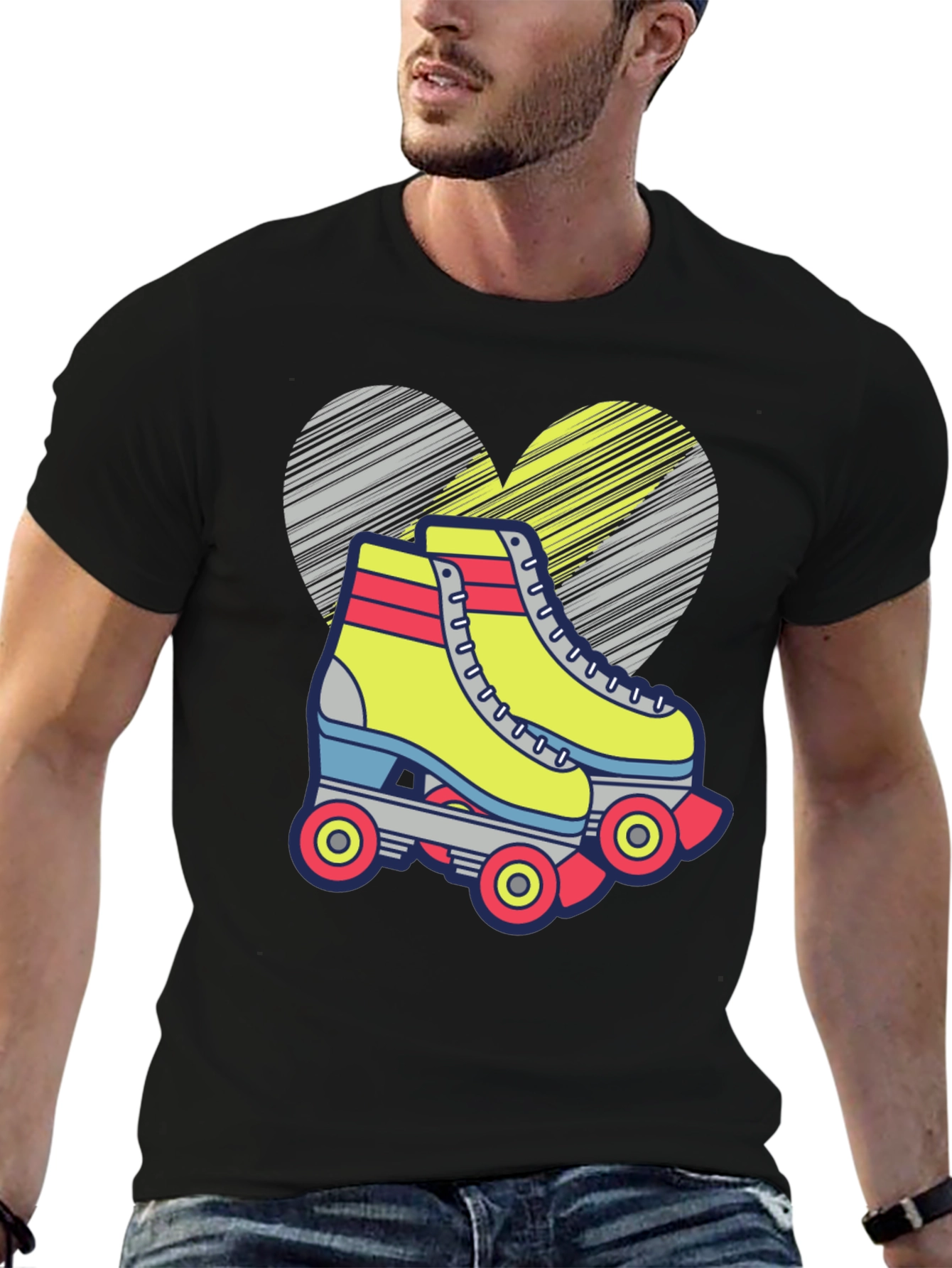 Retro Roller Skate T-Shirt - Fun Heart Design