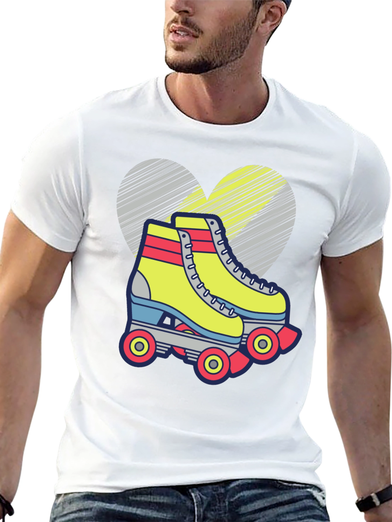 Retro Roller Skate T-Shirt - Fun Heart Design