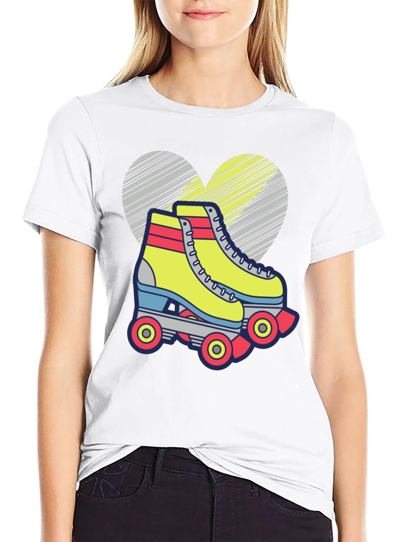 Retro Roller Skate T-Shirt - Fun Heart Design
