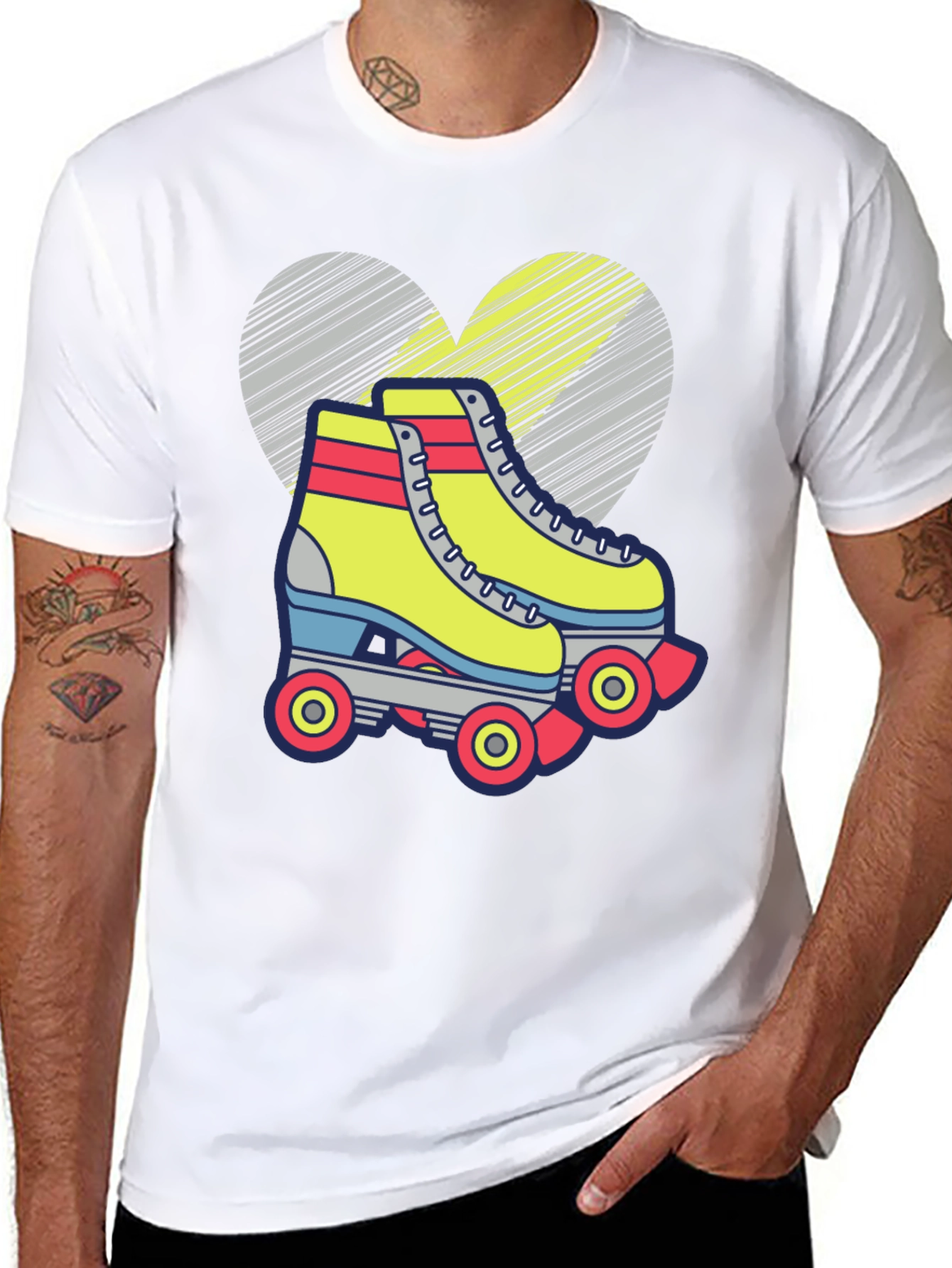 Retro Roller Skate T-Shirt - Fun Heart Design