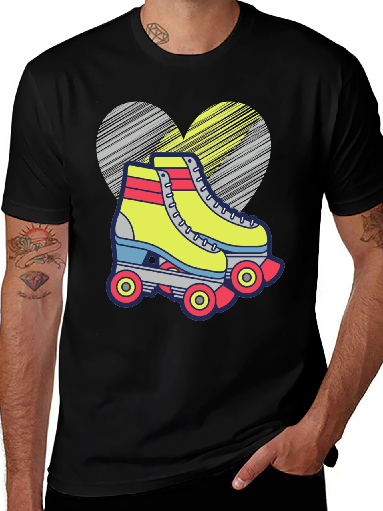 Retro Roller Skate T-Shirt - Fun Heart Design