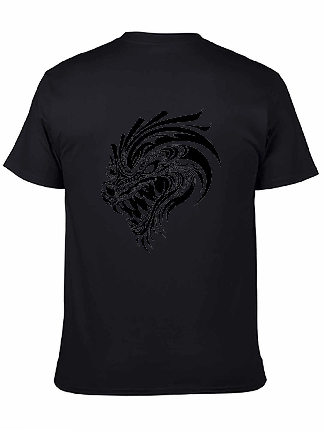 Tribal Dragon Graphic Tee - Mens Black T-Shirt
