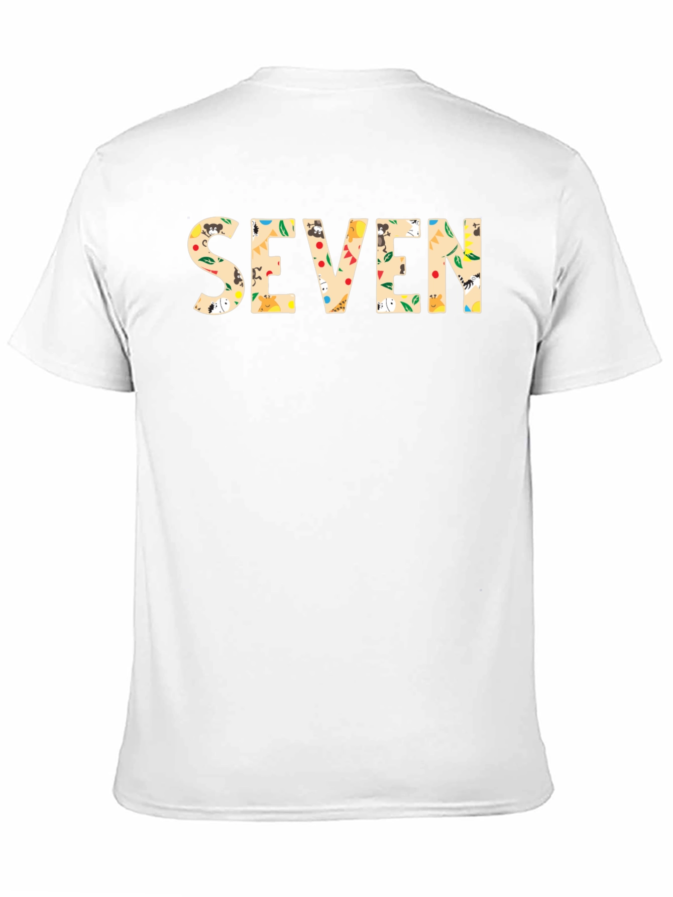 Seven Print Black Cotton T-Shirt