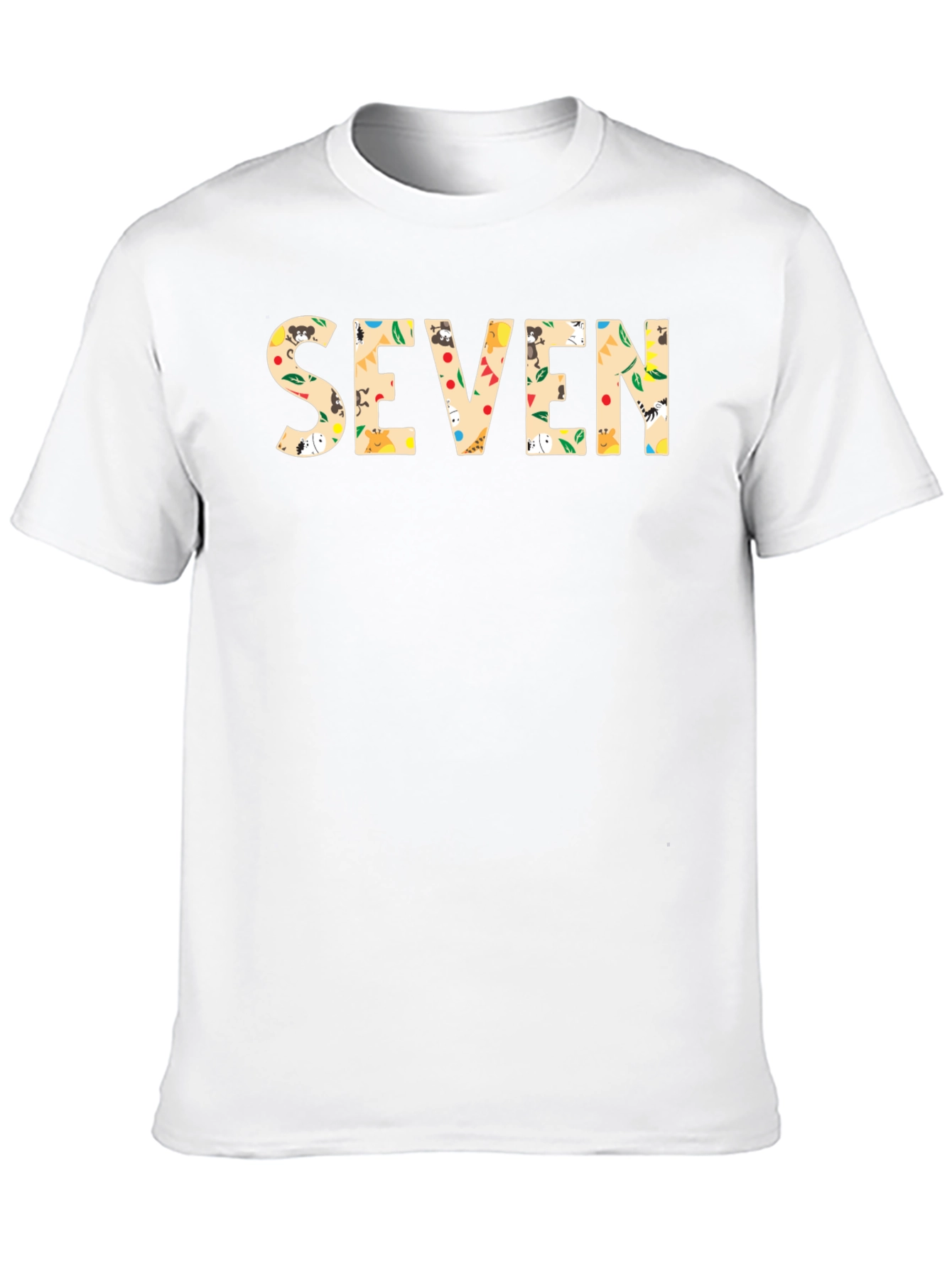 Seven Print Black Cotton T-Shirt
