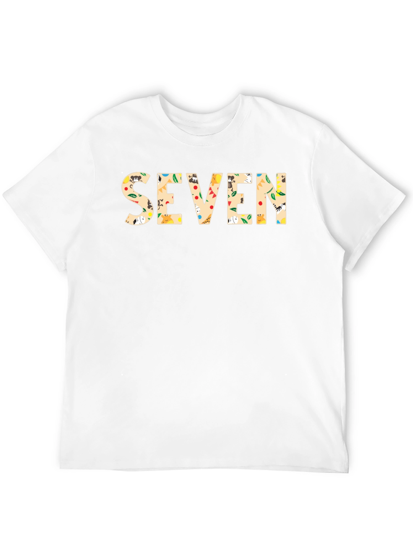 Seven Print Black Cotton T-Shirt