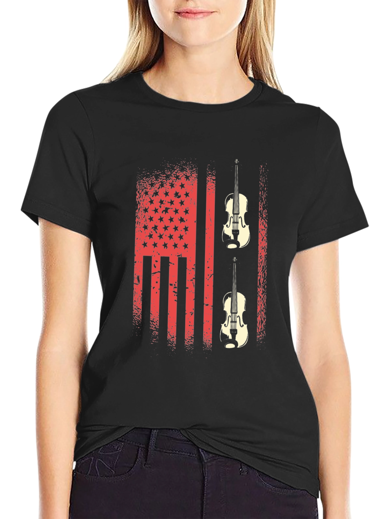 American Flag Violin Graphic Tee