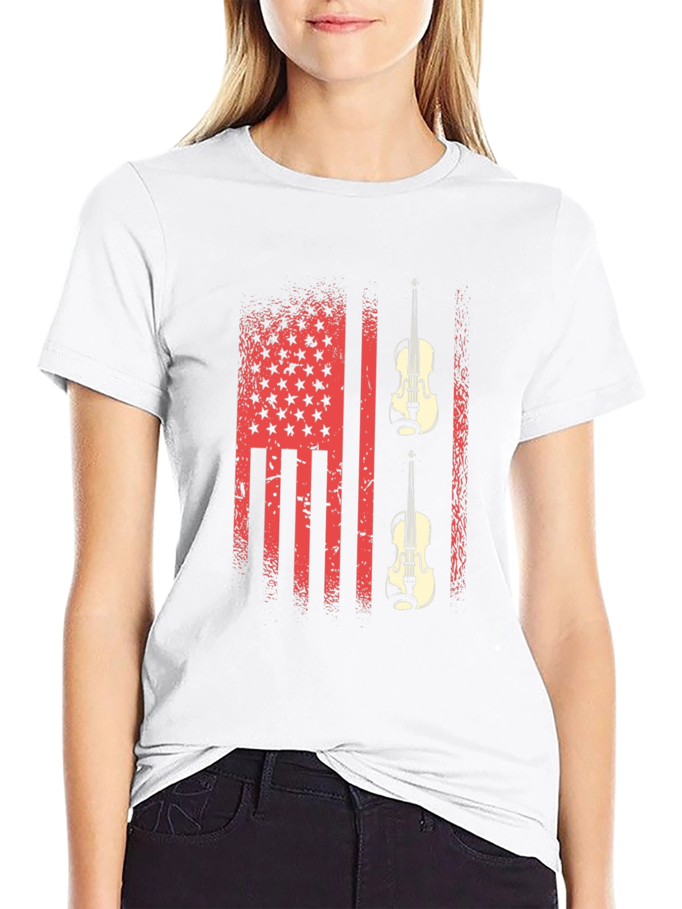 American Flag Violin Graphic Tee