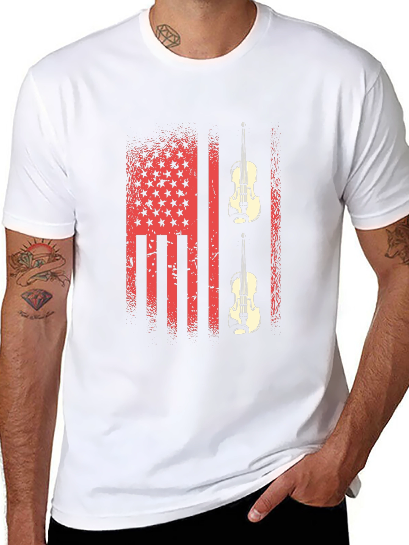 American Flag Violin Graphic Tee