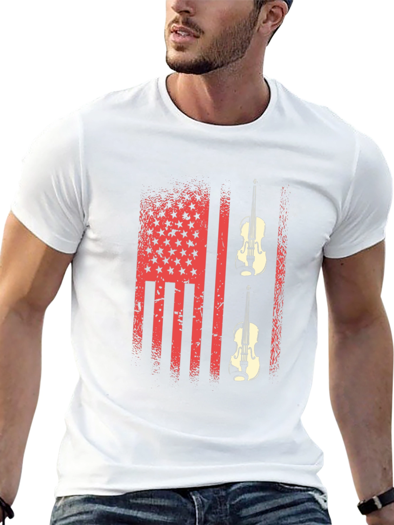 American Flag Violin Graphic Tee