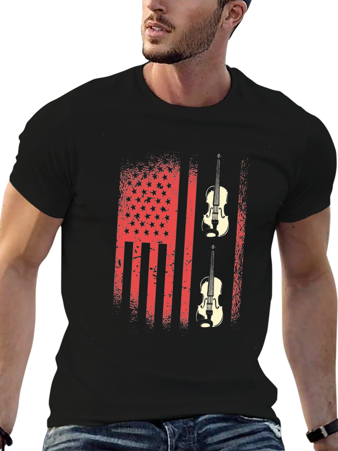 American Flag Violin Graphic Tee
