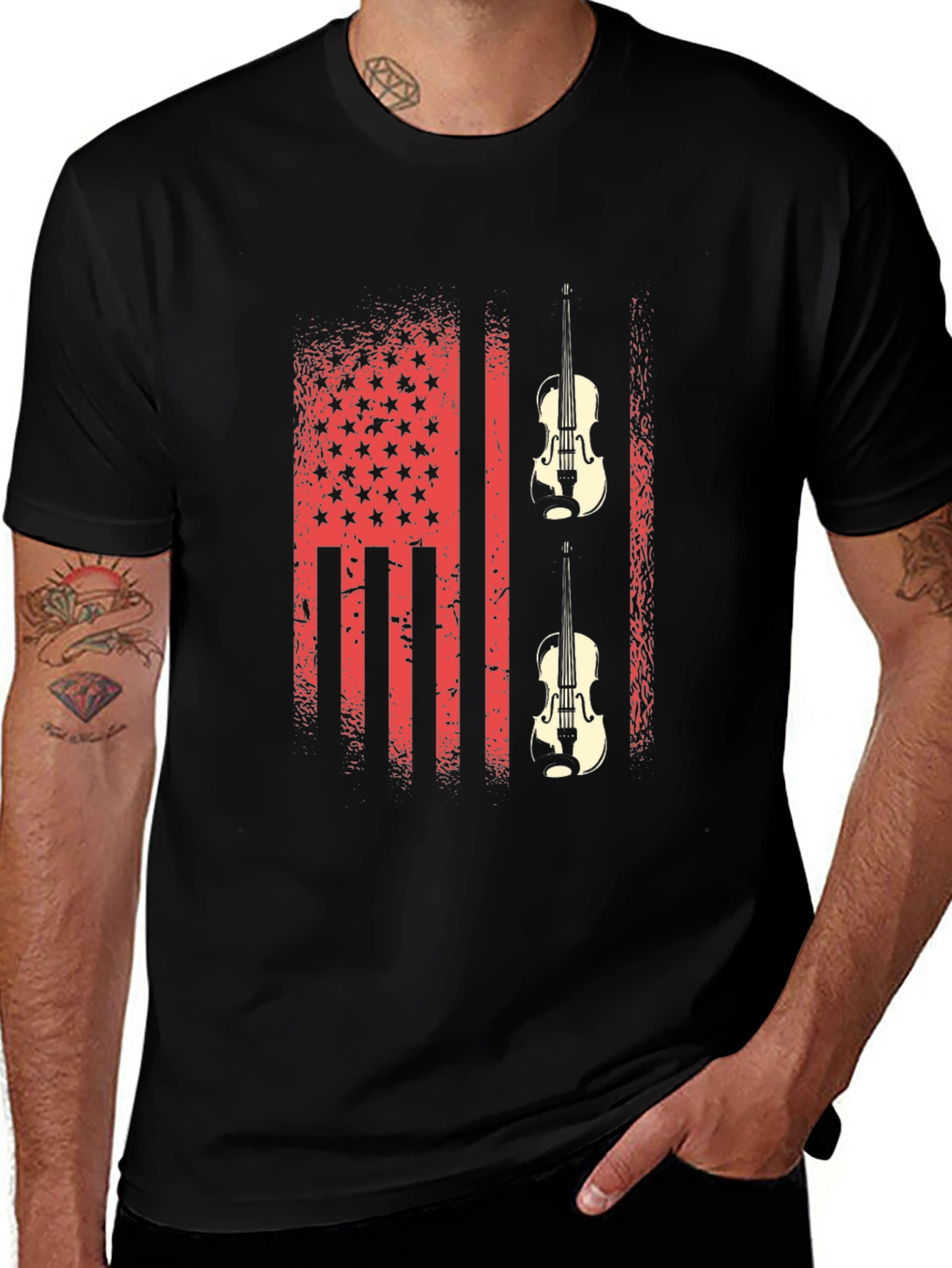 American Flag Violin Graphic Tee