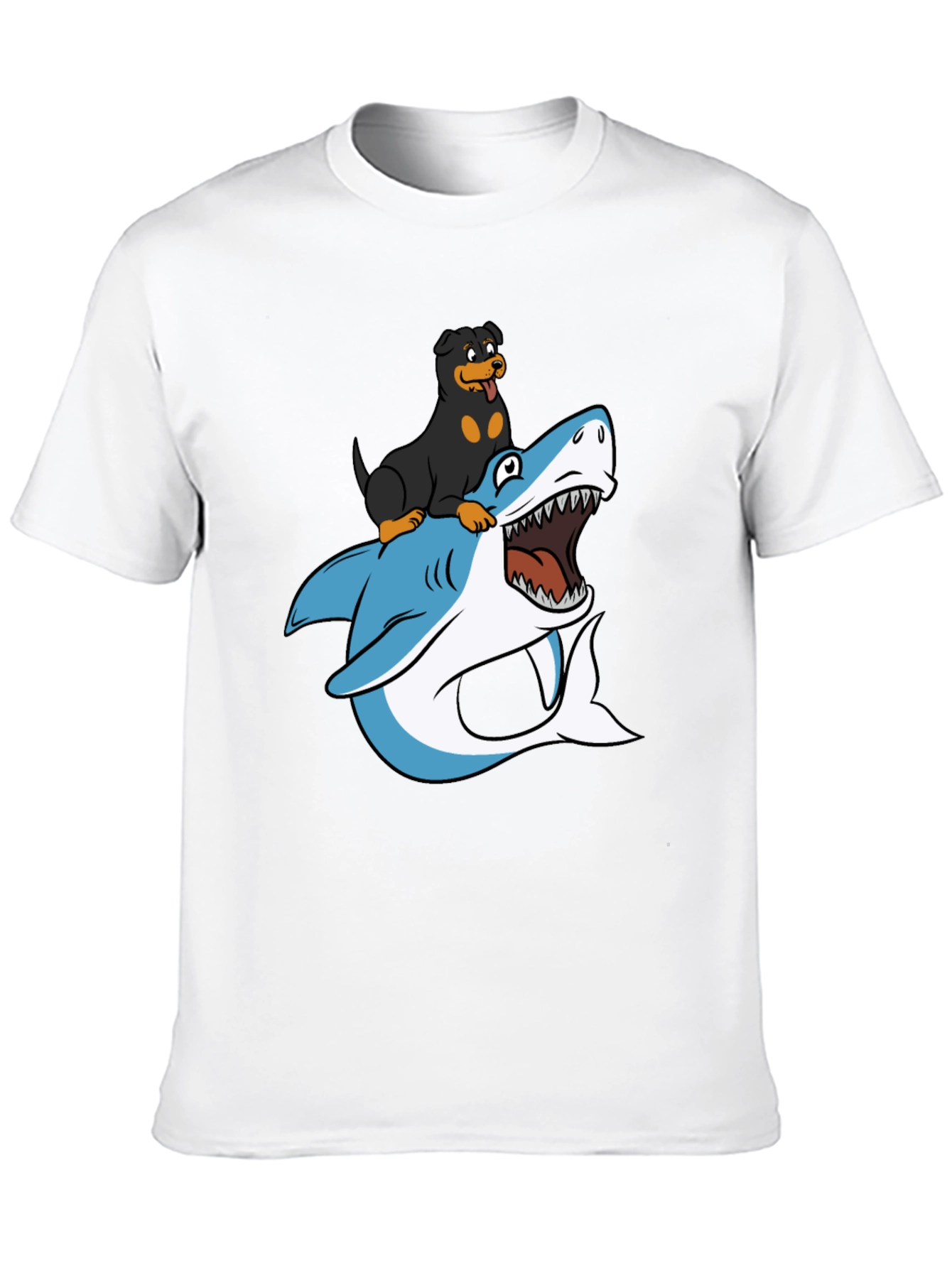 Dog Riding Shark T-Shirt - Funny Graphic Tee