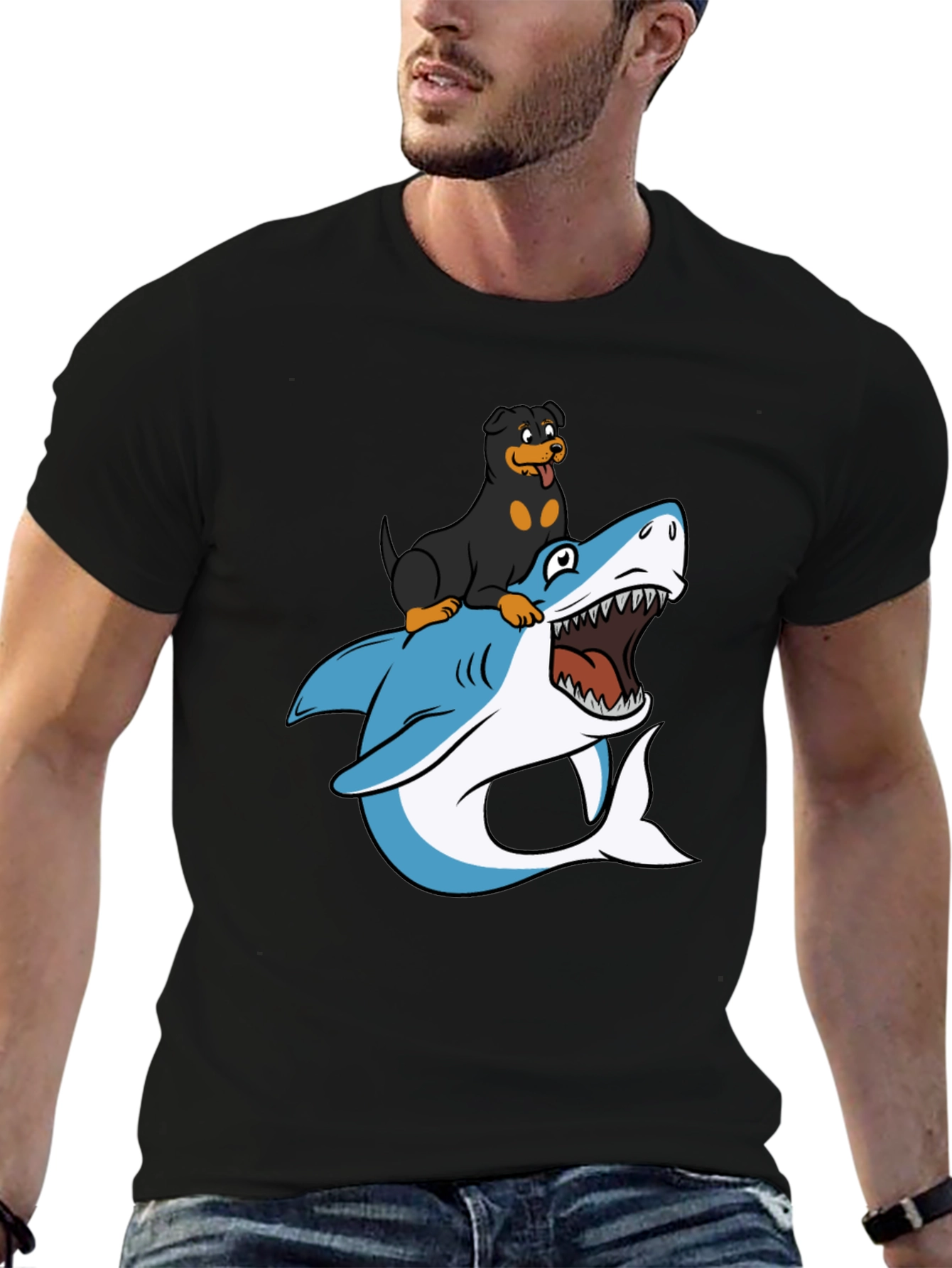 Dog Riding Shark T-Shirt - Funny Graphic Tee