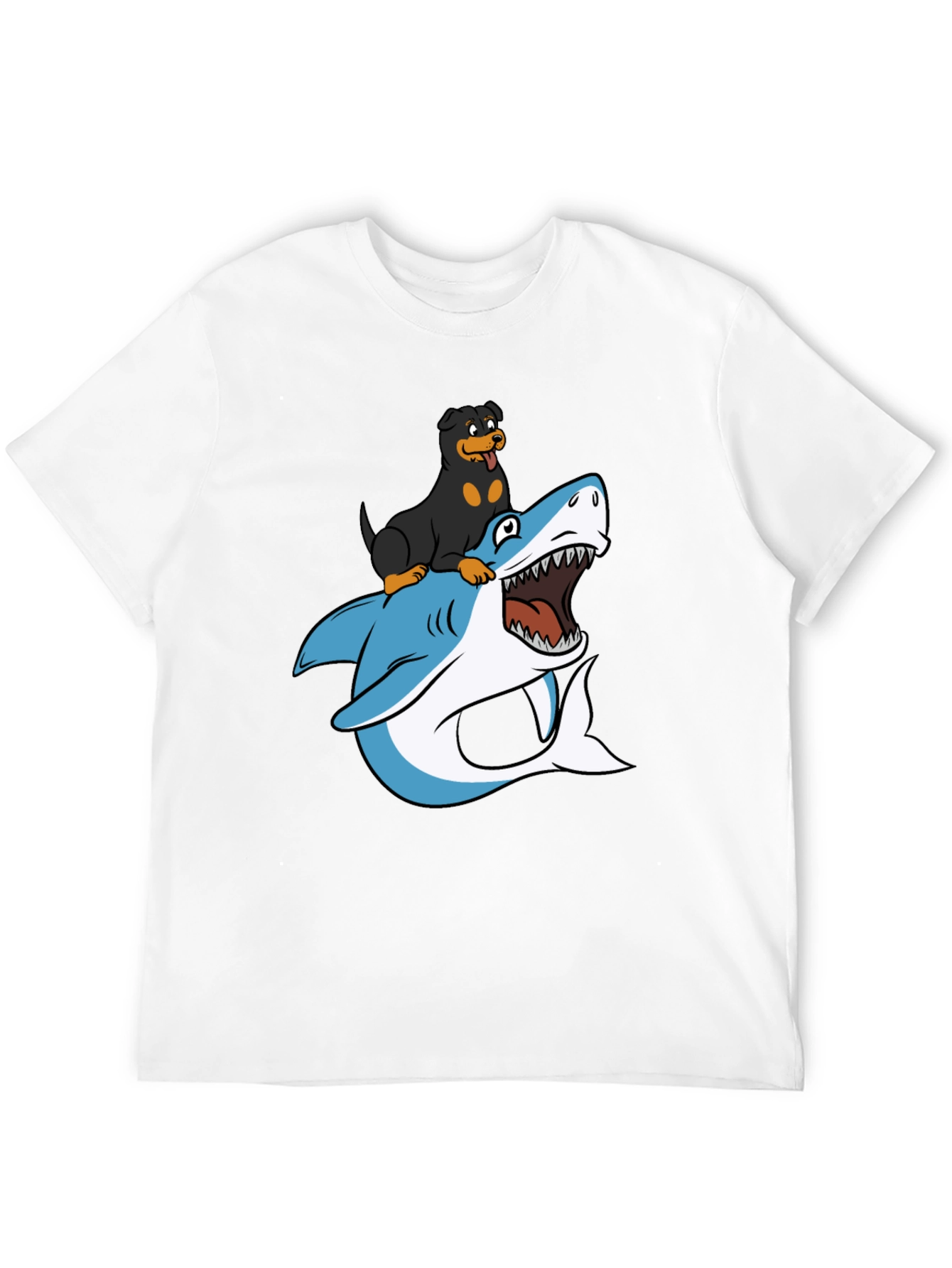 Dog Riding Shark T-Shirt - Funny Graphic Tee