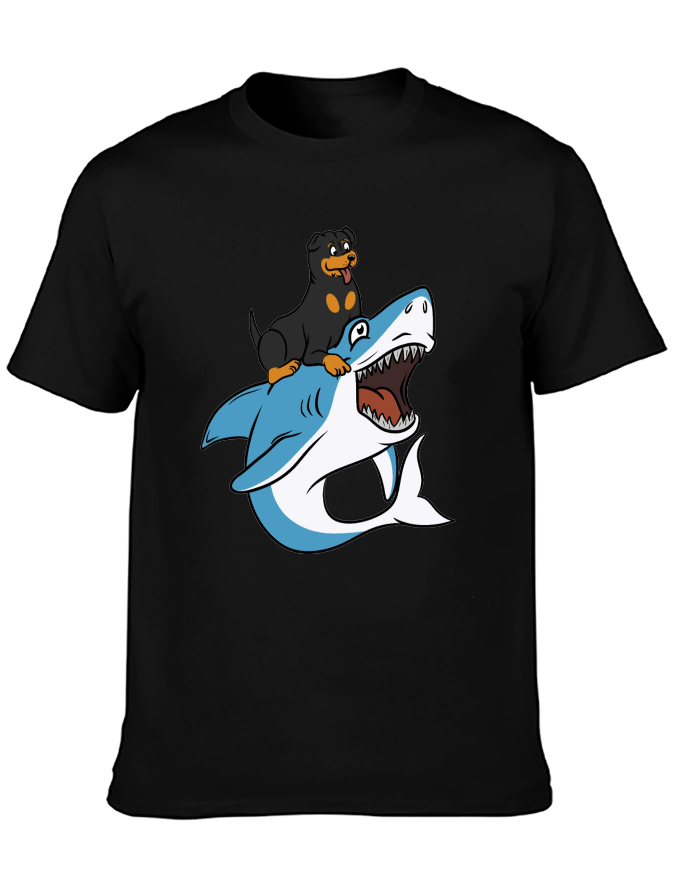 Dog Riding Shark T-Shirt - Funny Graphic Tee