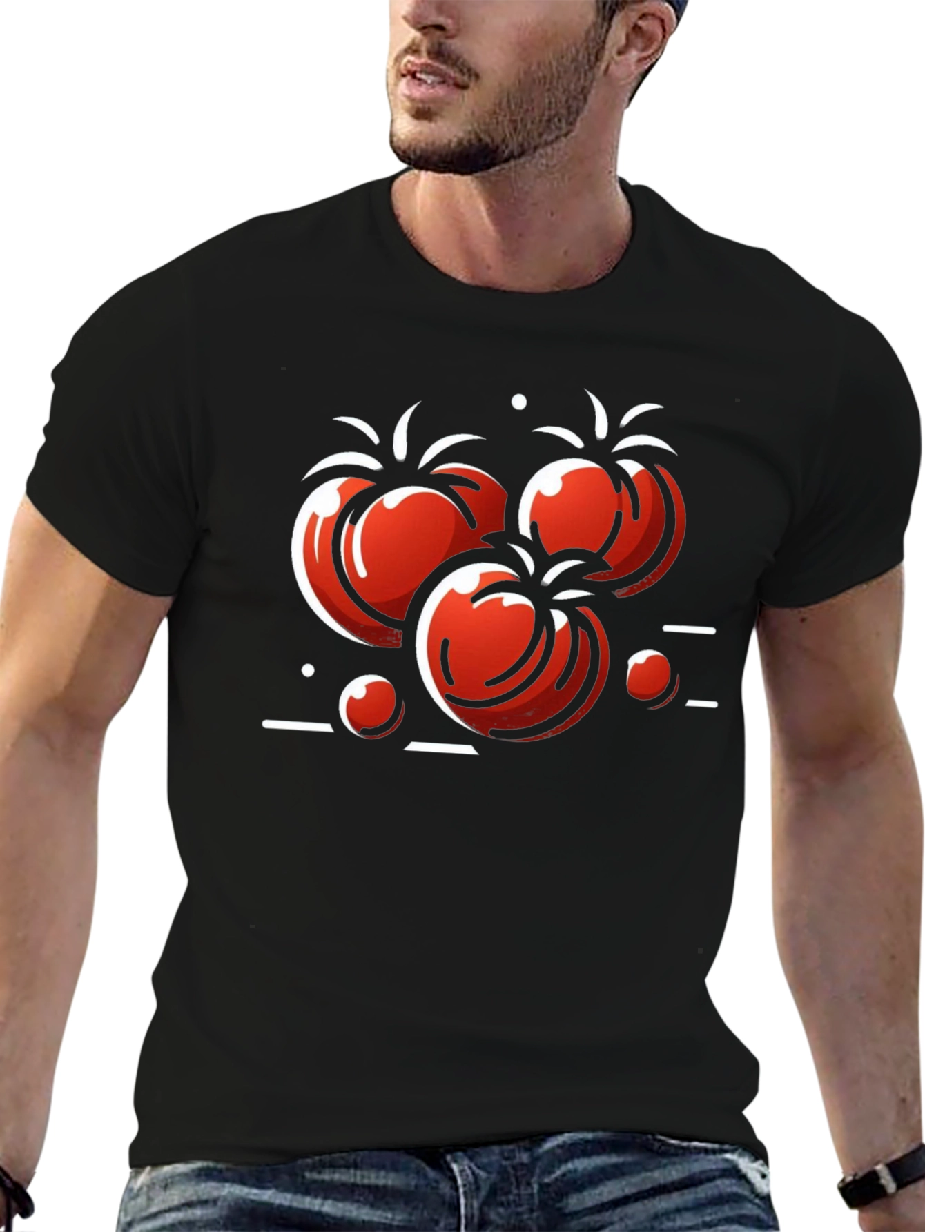 Tomato Graphic Print Black T-Shirt