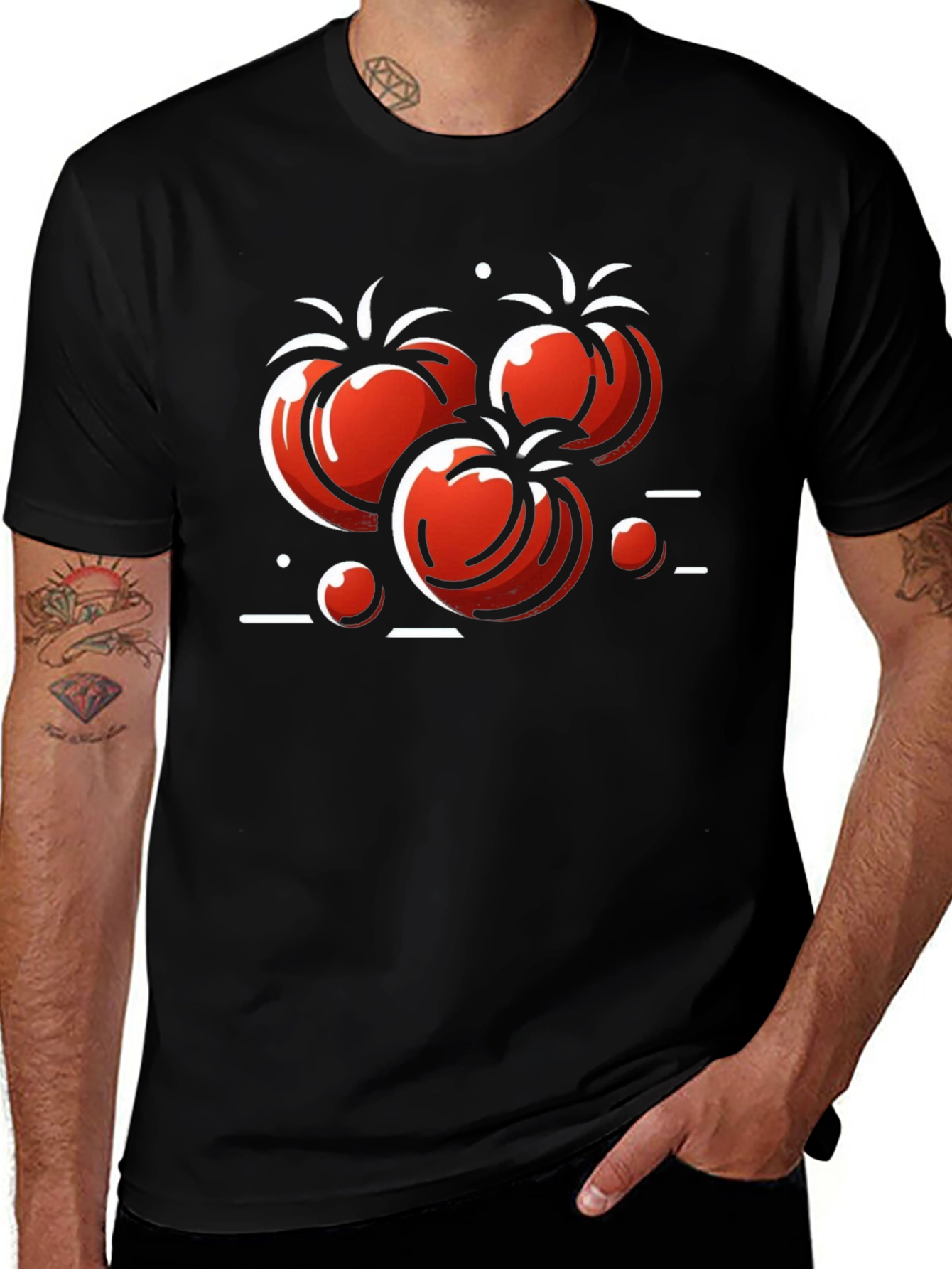 Tomato Graphic Print Black T-Shirt