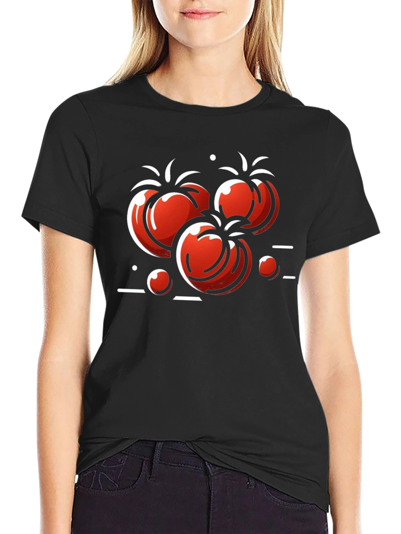 Tomato Graphic Print Black T-Shirt