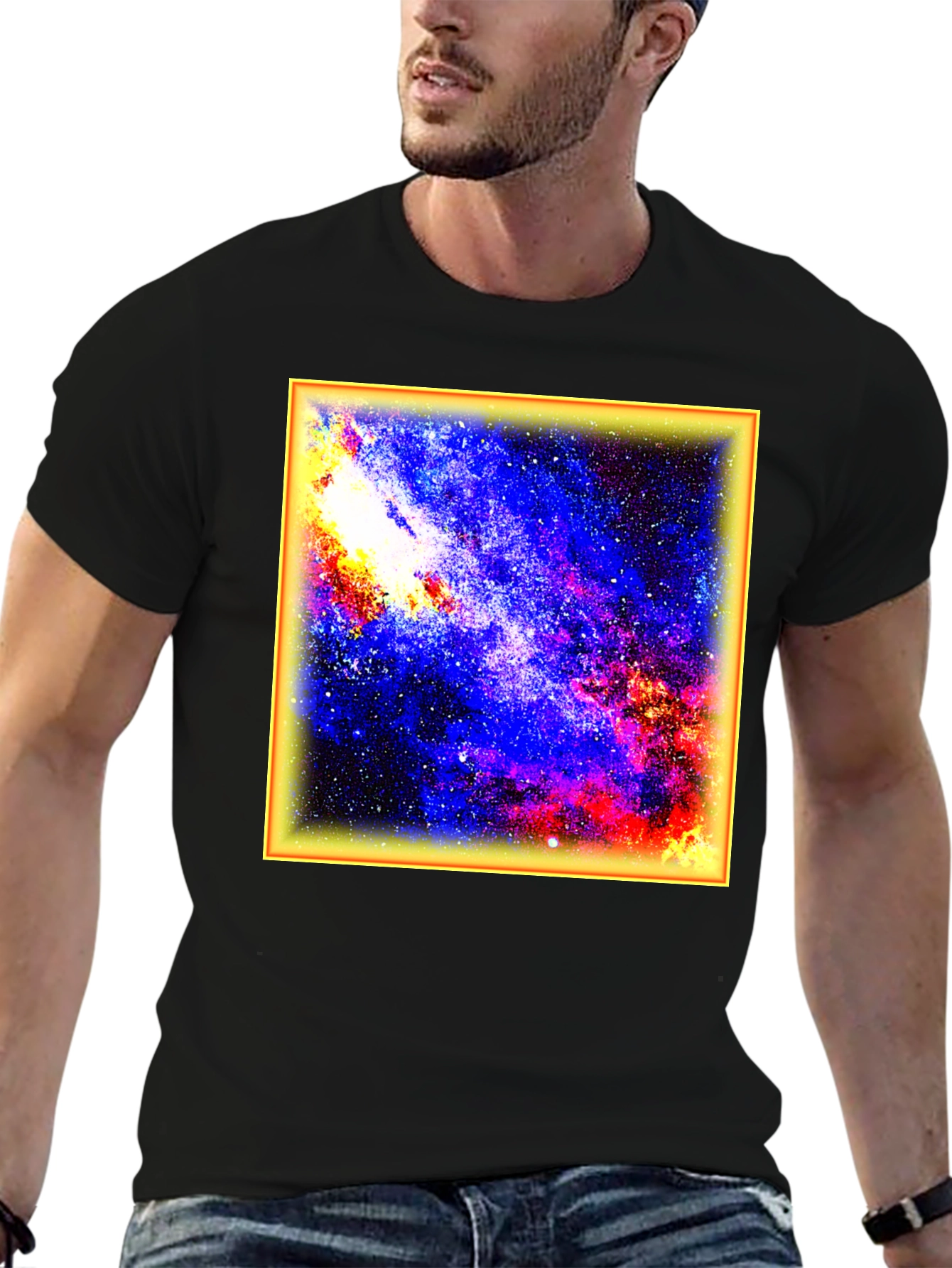 Galaxy Print Black T-Shirt