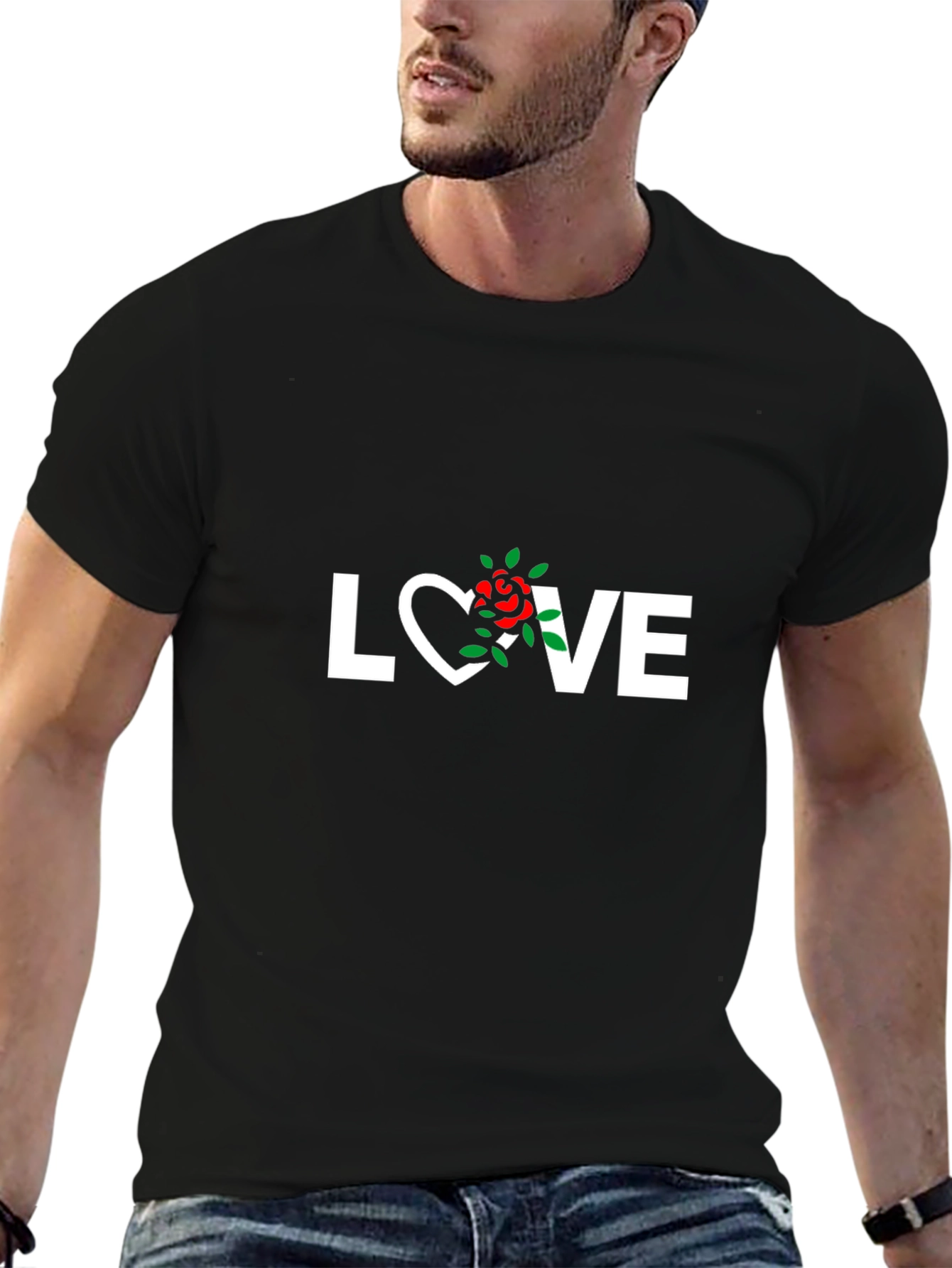 Love Rose Graphic Tee - Trendy Black T-Shirt