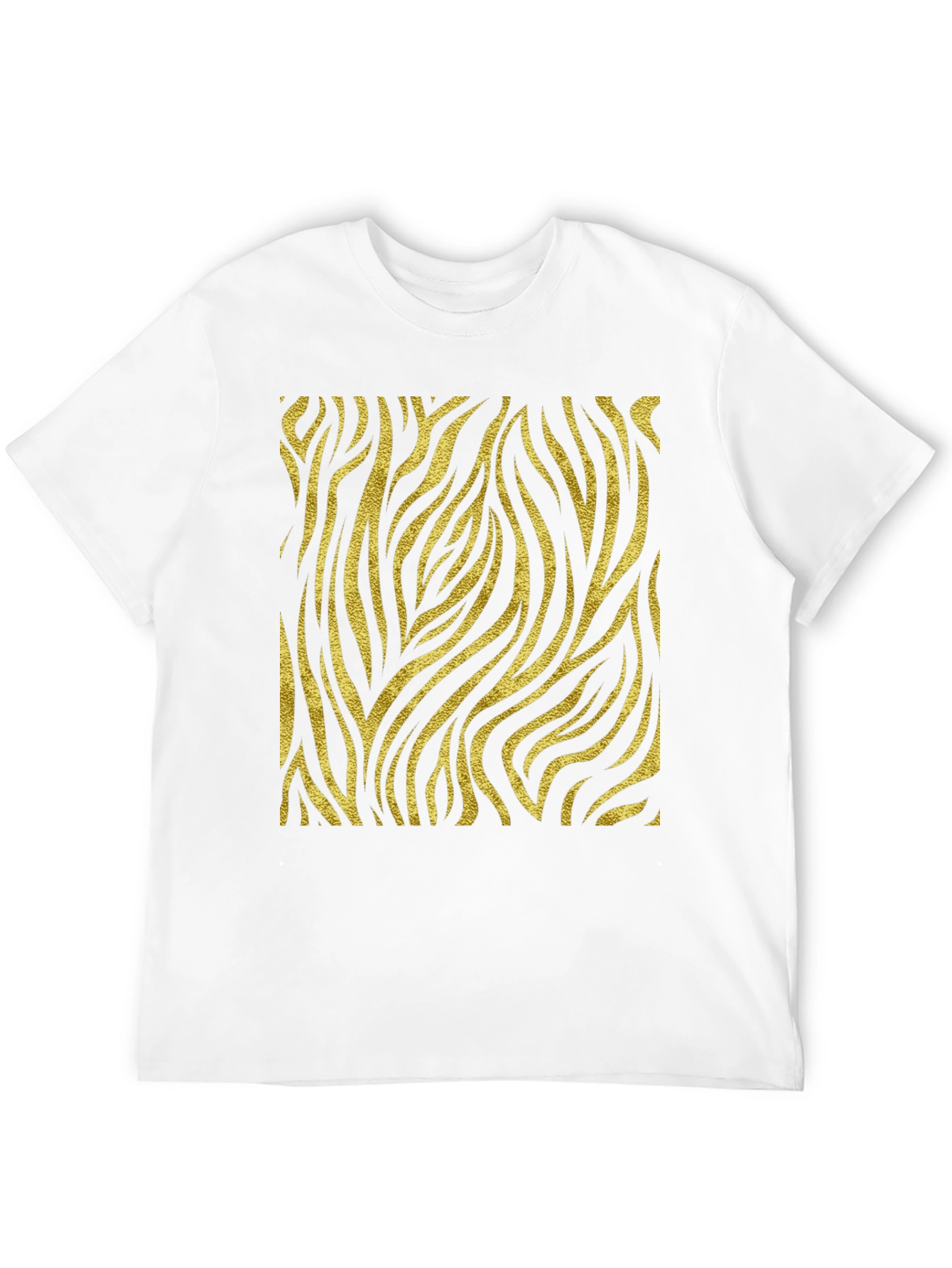 Mens Black T-Shirt with Gold Zebra Print
