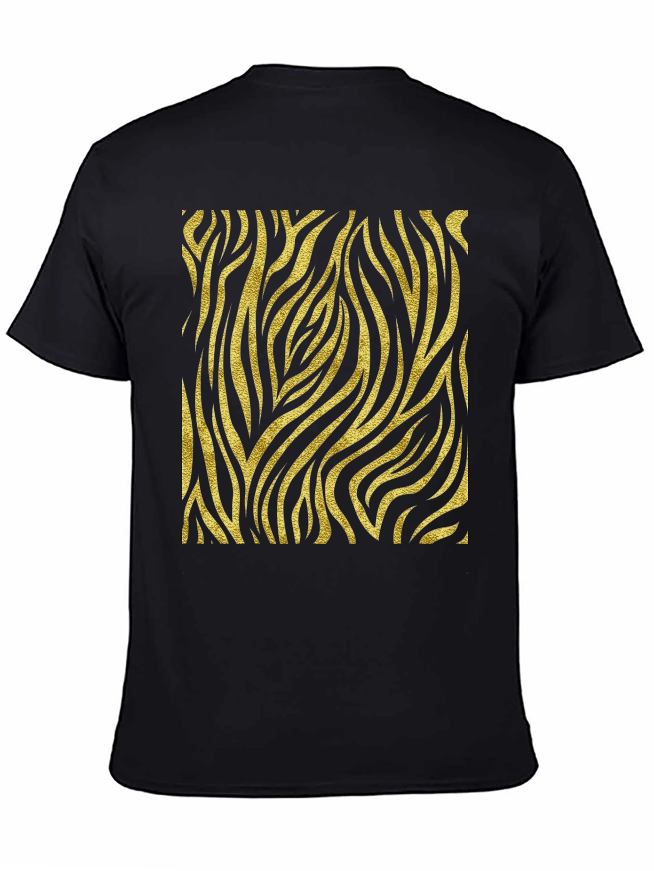 Mens Black T-Shirt with Gold Zebra Print