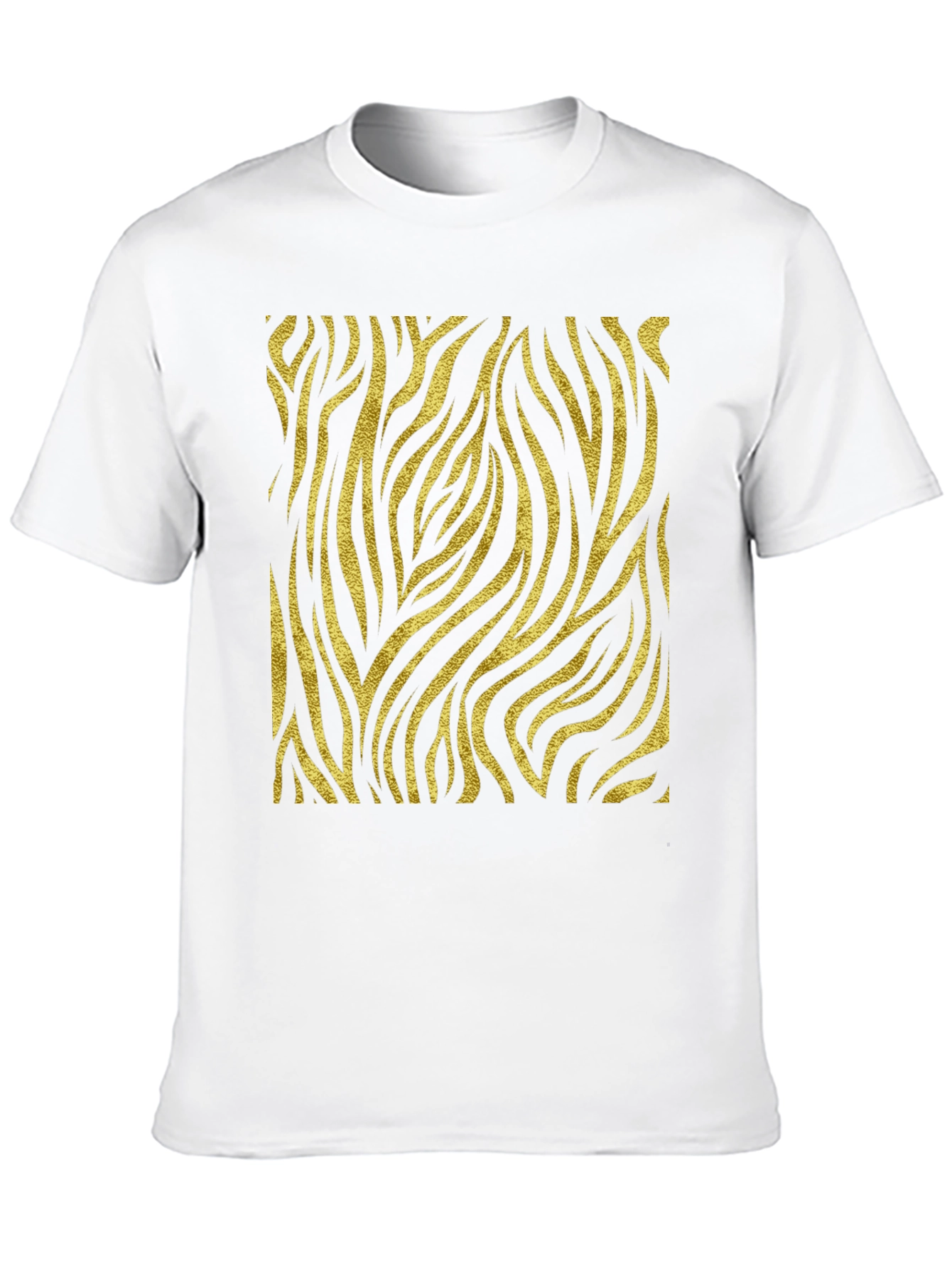 Mens Black T-Shirt with Gold Zebra Print