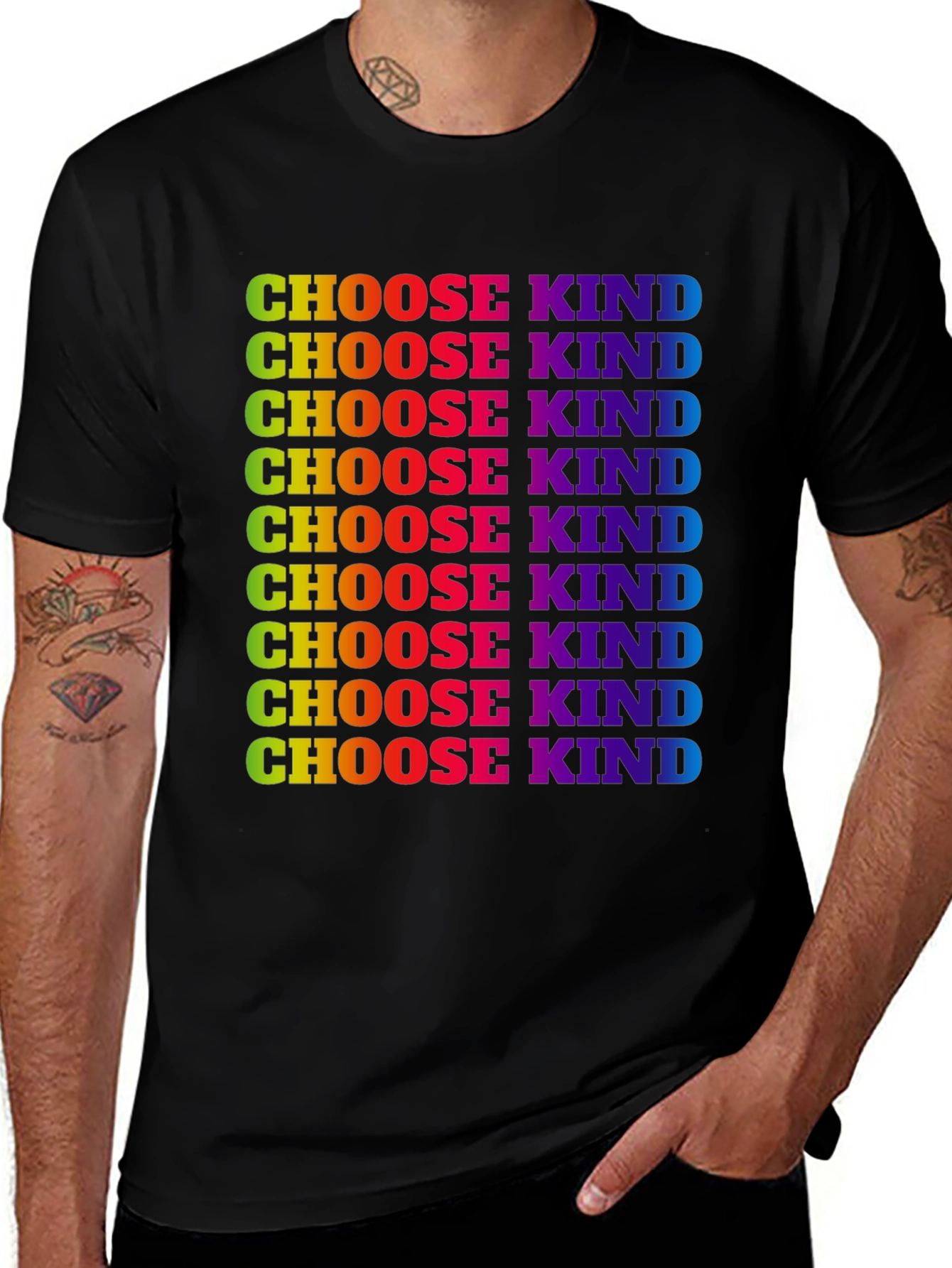 Choose Kind Rainbow Graphic Tee - Kindness Matters T-Shirt