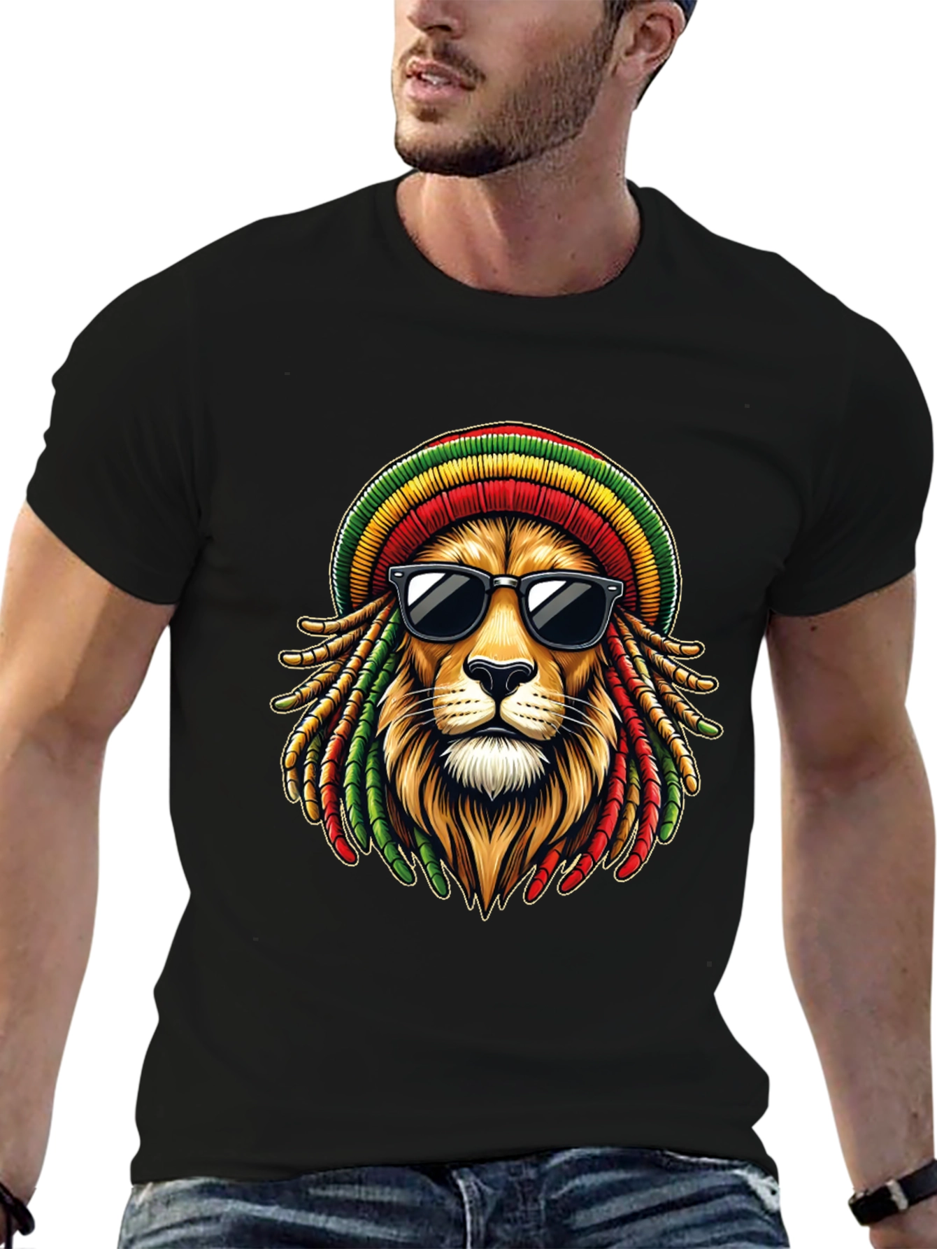 Rasta Lion Graphic T-Shirt - Cool Reggae Style