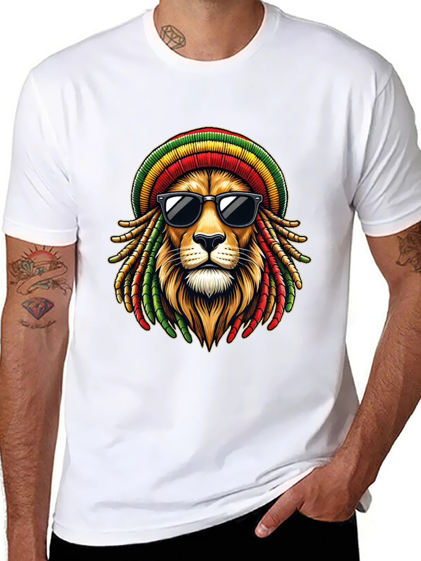 Rasta Lion Graphic T-Shirt - Cool Reggae Style