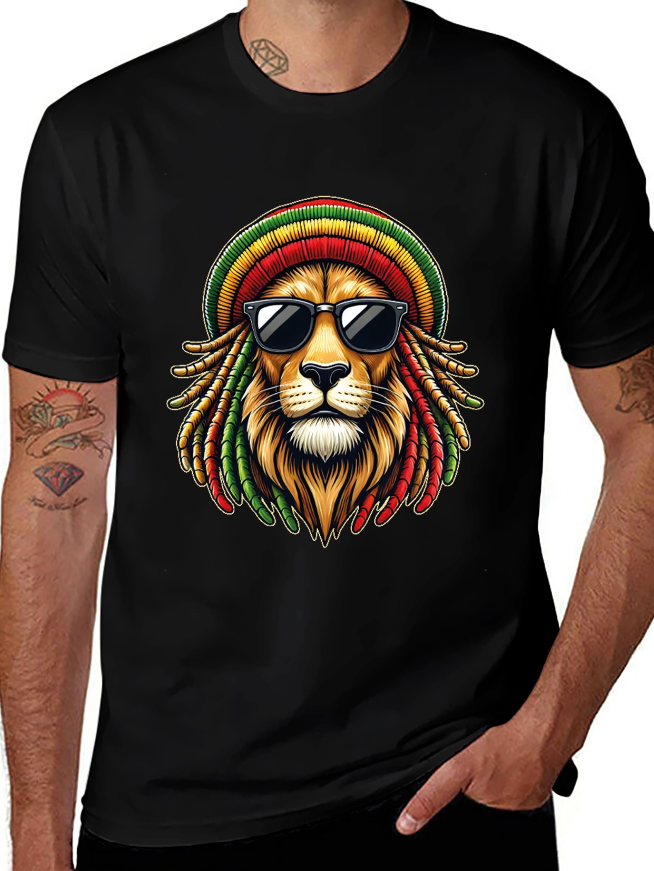 Rasta Lion Graphic T-Shirt - Cool Reggae Style