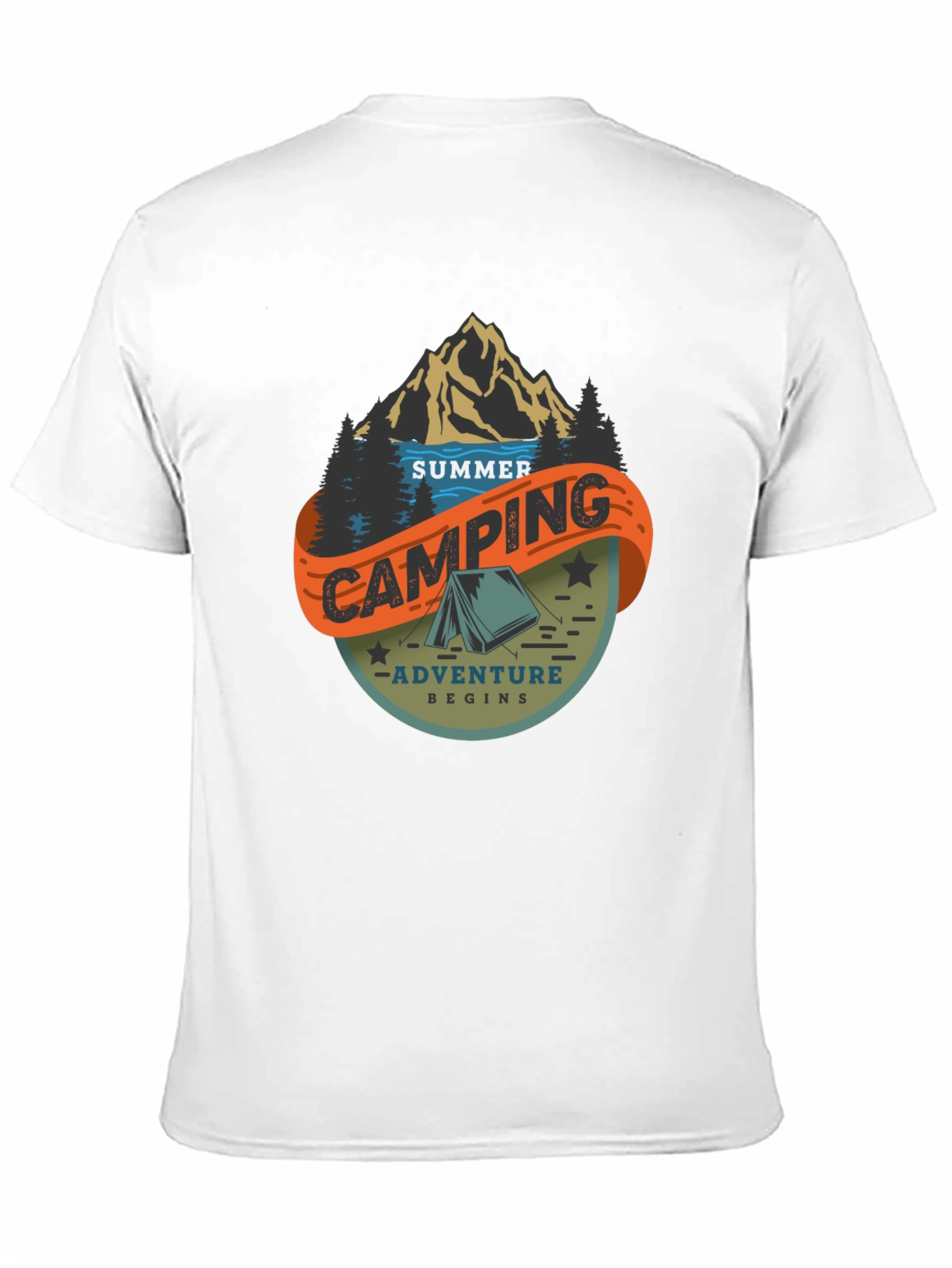 Summer Camping Adventure Black Graphic Tee