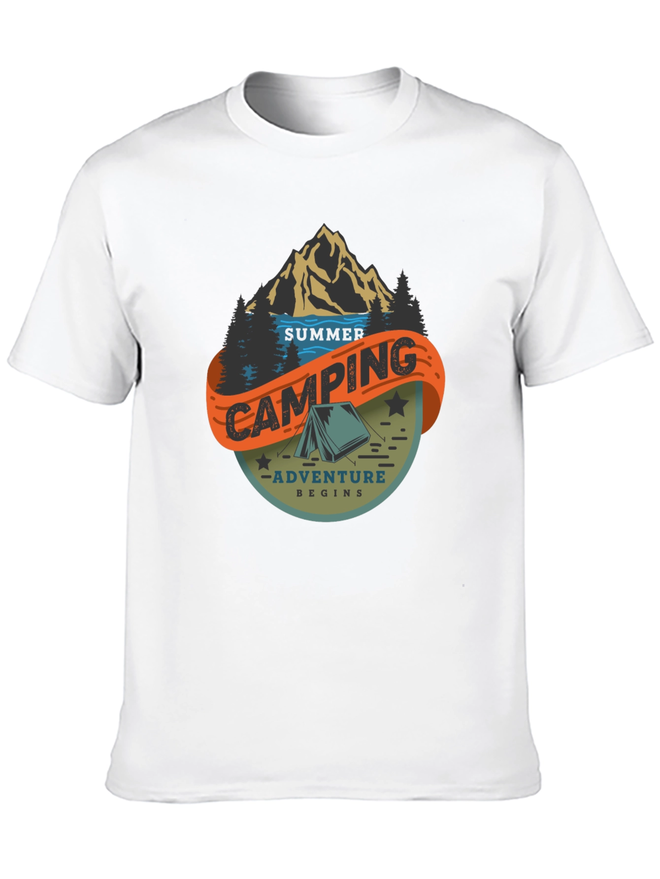 Summer Camping Adventure Black Graphic Tee