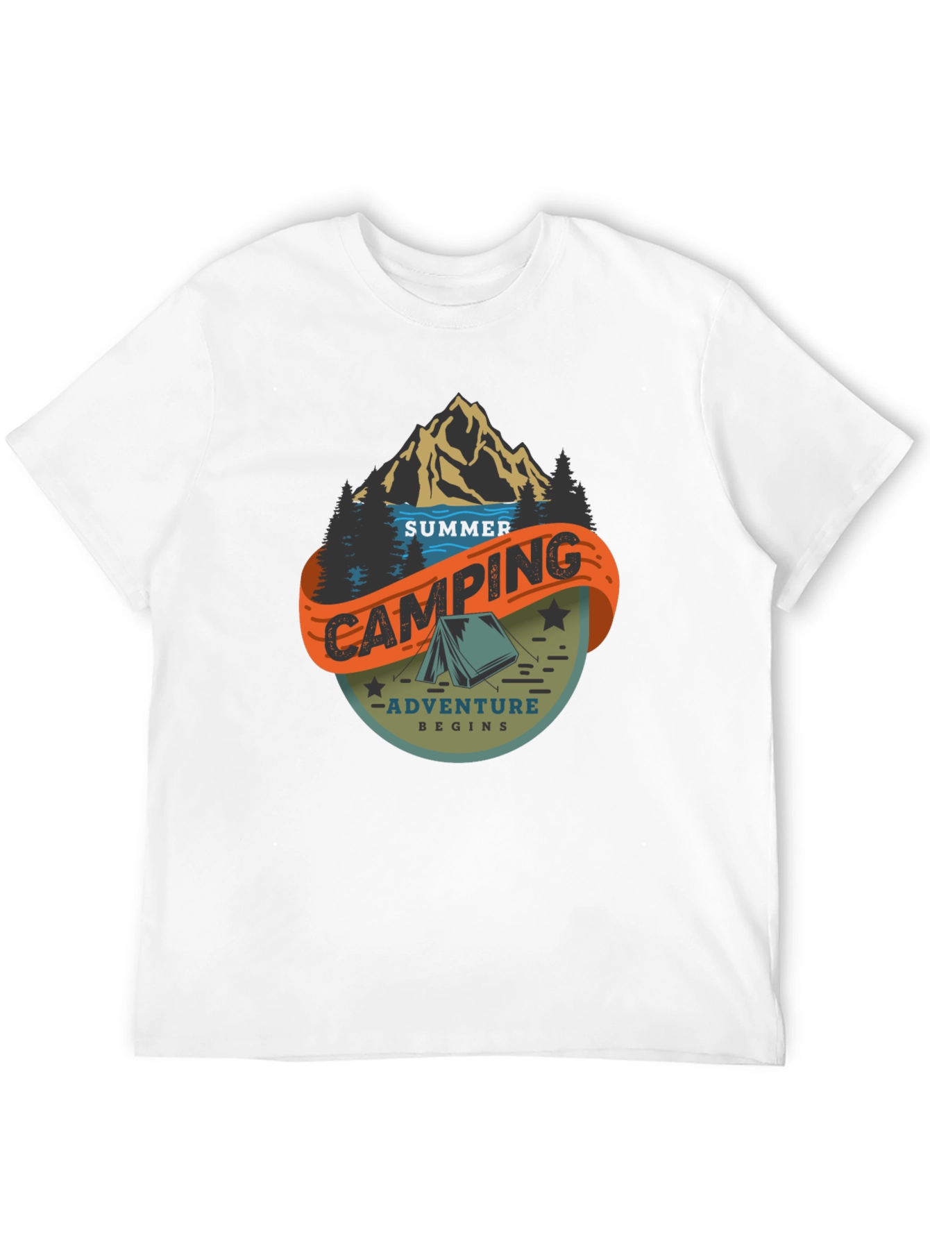 Summer Camping Adventure Black Graphic Tee