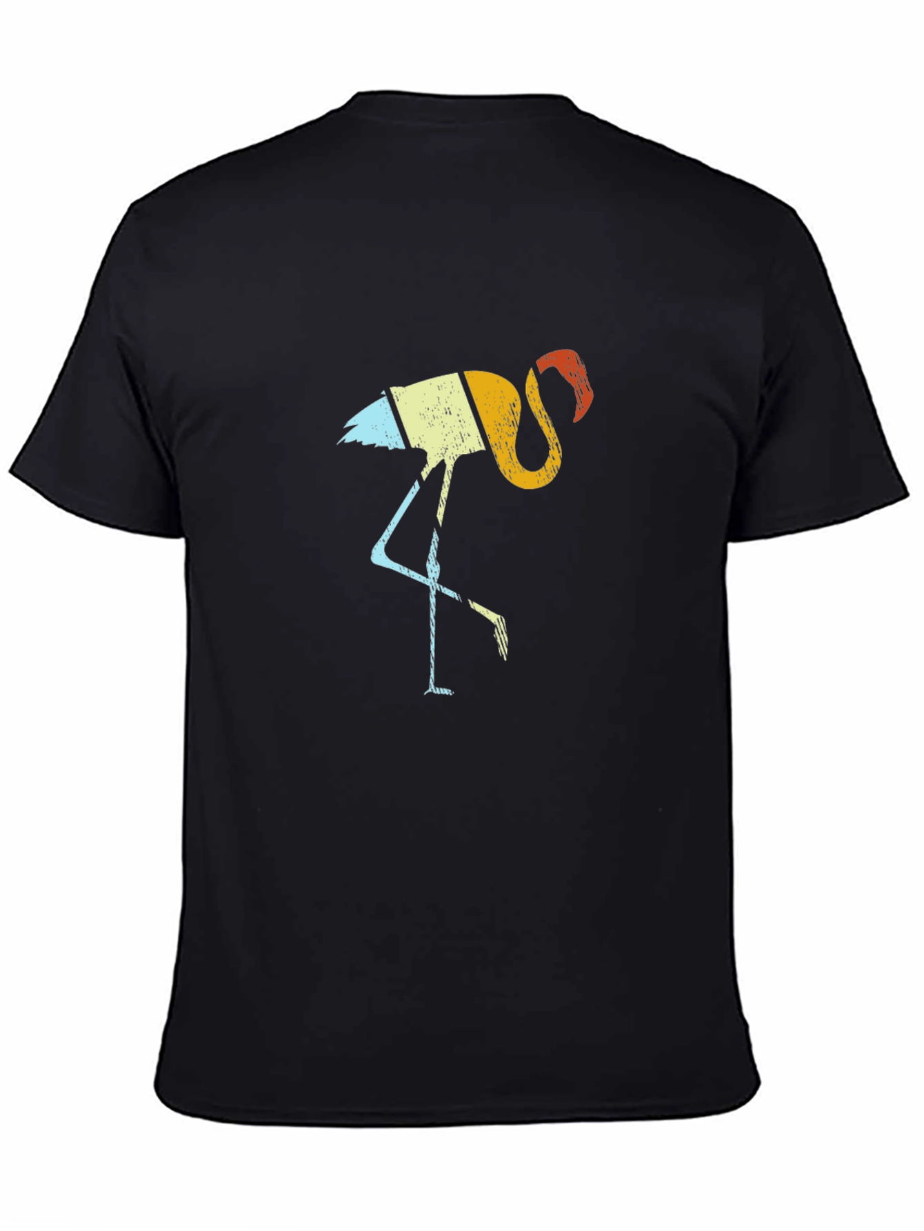 Retro Flamingo Graphic Tee - Black Cotton Shirt