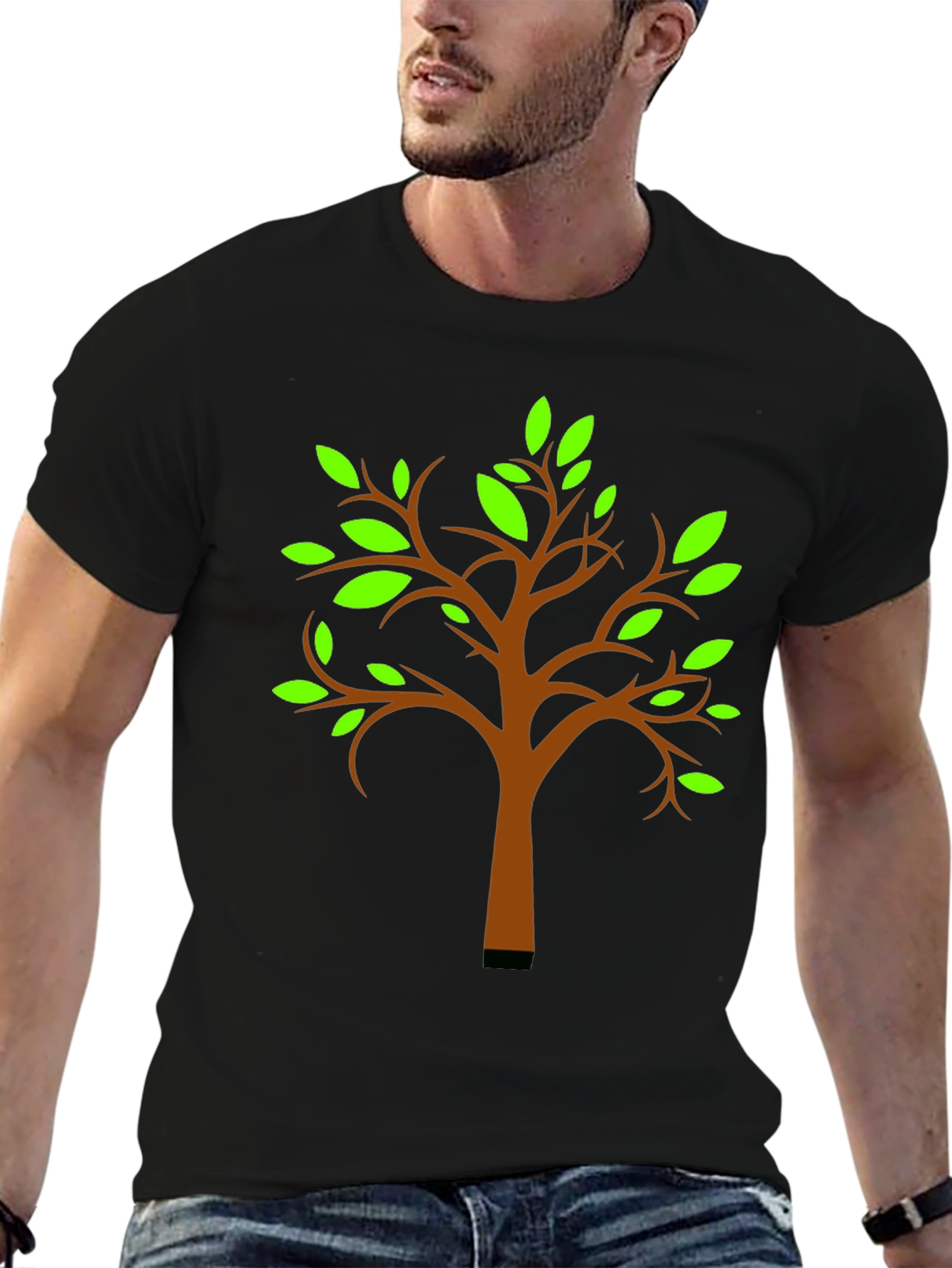 Nature Tree Graphic T-Shirt - Black Cotton Tee