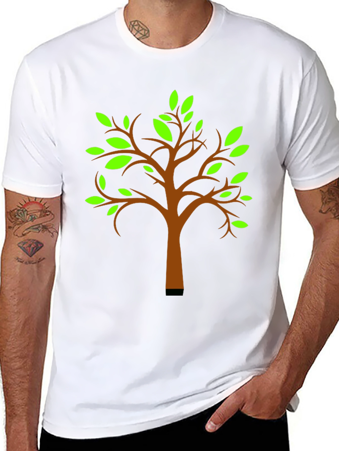 Nature Tree Graphic T-Shirt - Black Cotton Tee