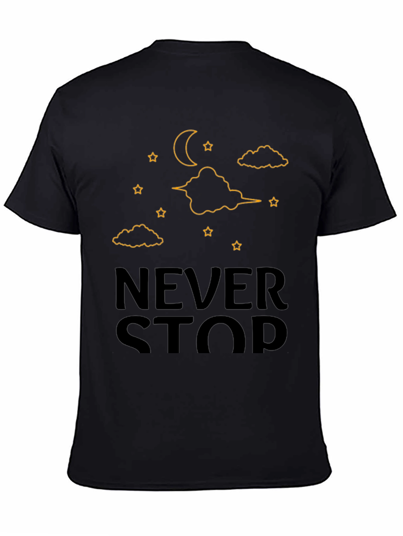 Never Stop T-Shirt - Moon & Stars Graphic Tee