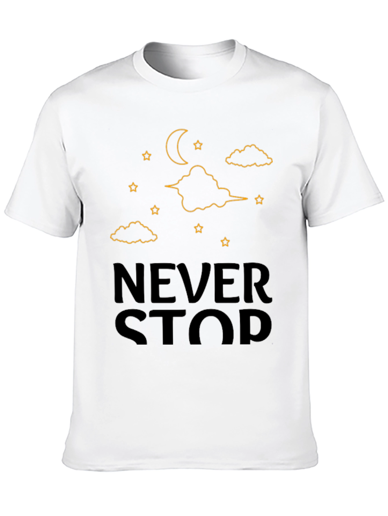 Never Stop T-Shirt - Moon & Stars Graphic Tee