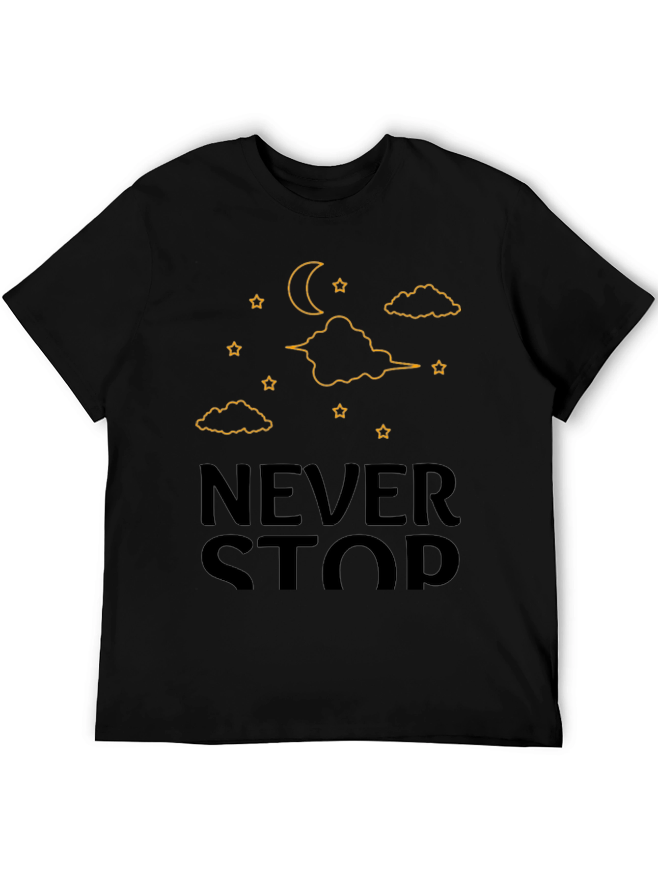 Never Stop T-Shirt - Moon & Stars Graphic Tee
