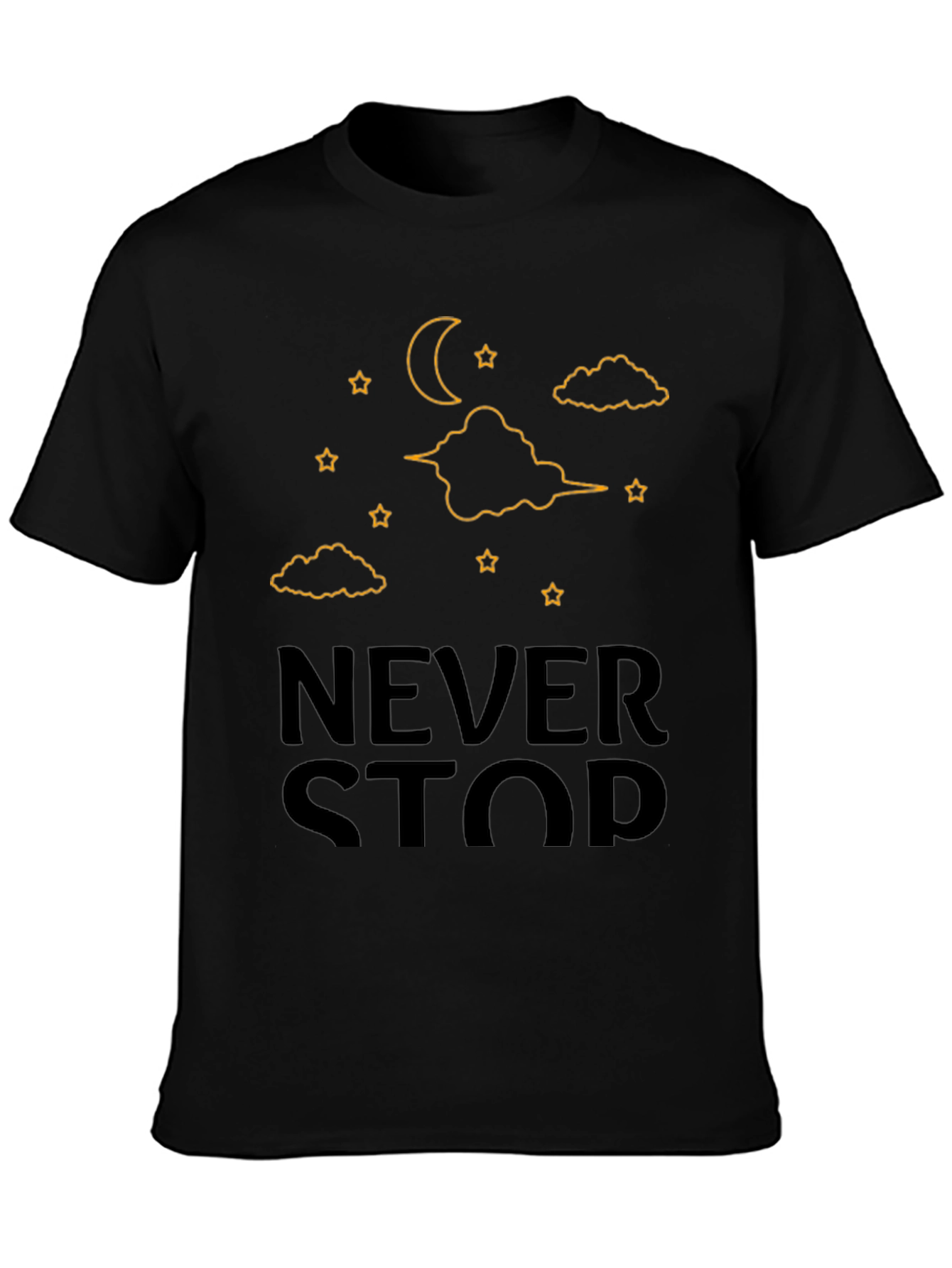 Never Stop T-Shirt - Moon & Stars Graphic Tee