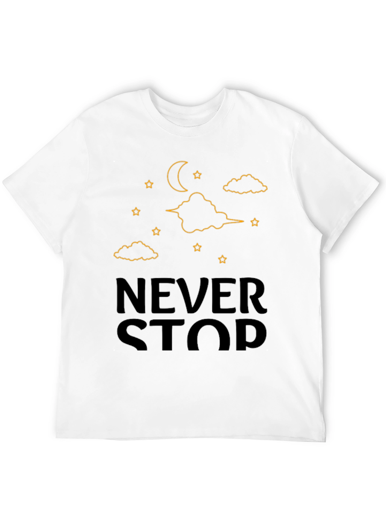 Never Stop T-Shirt - Moon & Stars Graphic Tee