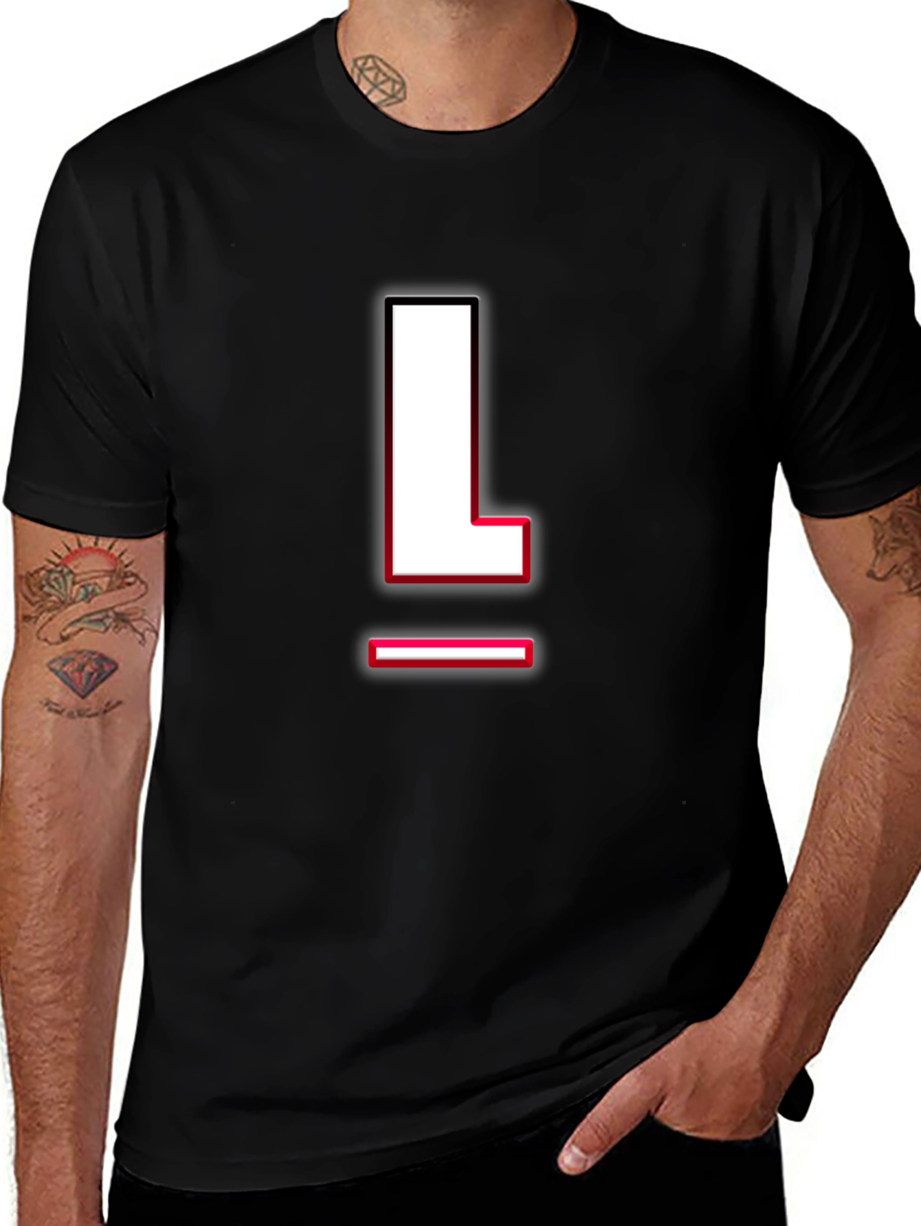 Letter L Graphic T-Shirt - Black